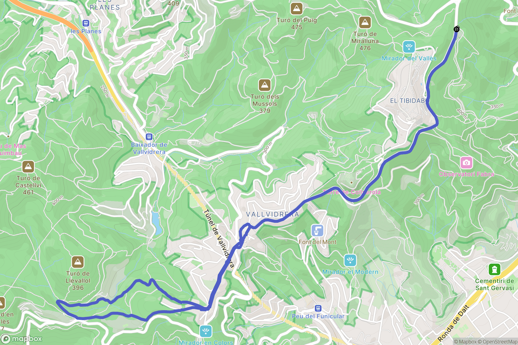 Barcelona : carte du parcours de randonnée - Spain
