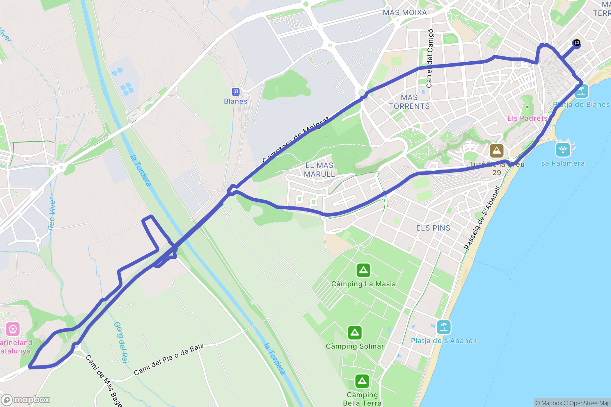 Blanes : carte du parcours de randonnée - Spain