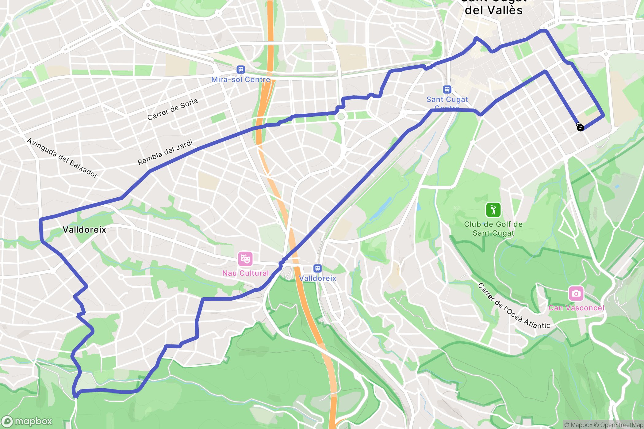 Sant Cugat del Vallès : carte du parcours de randonnée - Spain
