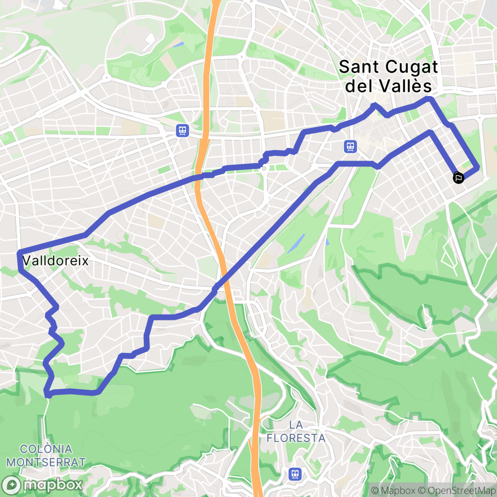 Sant Cugat del Vallès : carte du parcours de randonnée - Spain