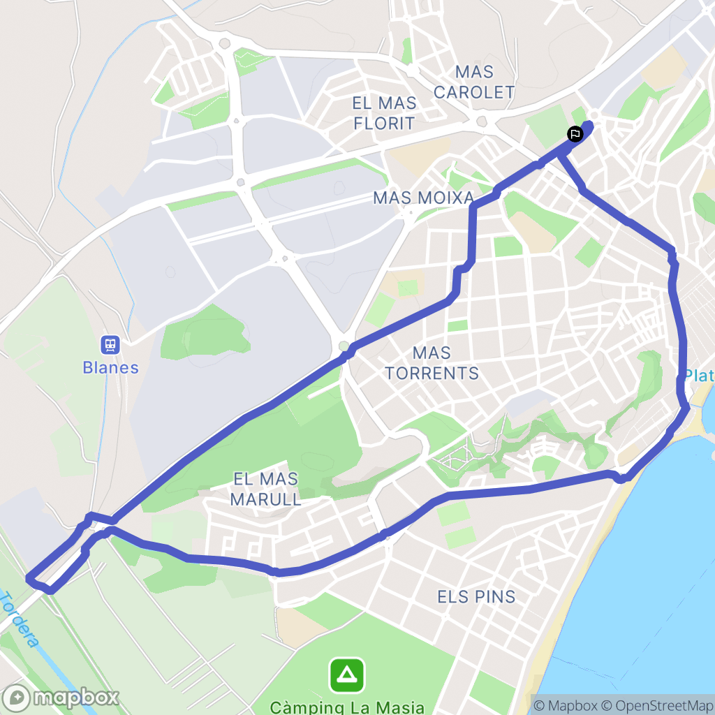 Blanes : carte du parcours de randonnée - Spain