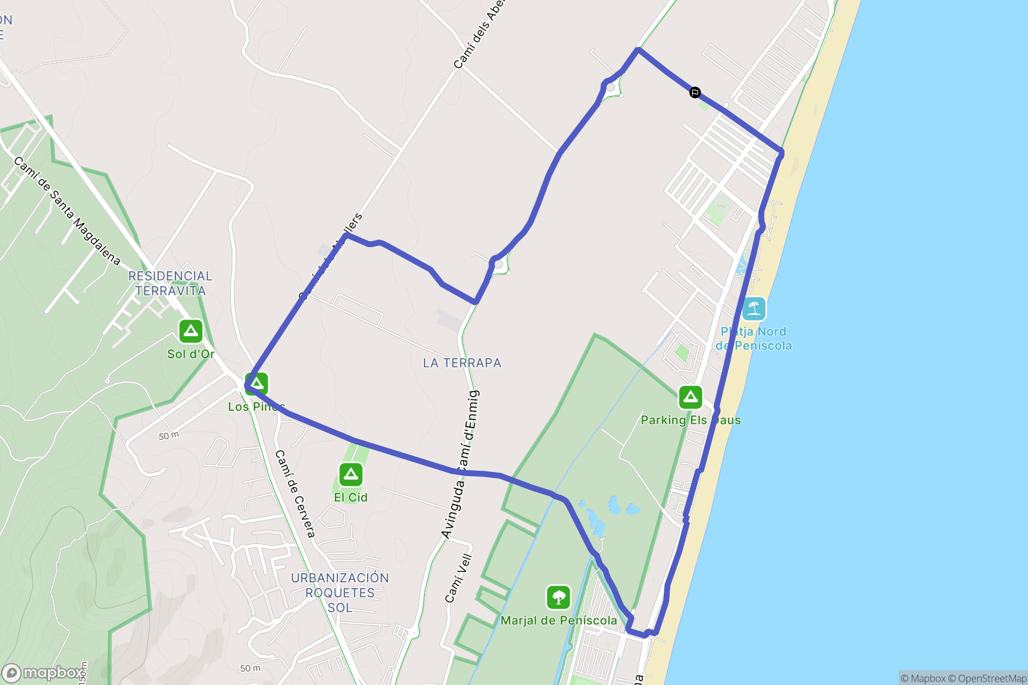 Peníscola : carte du parcours de randonnée - Spain