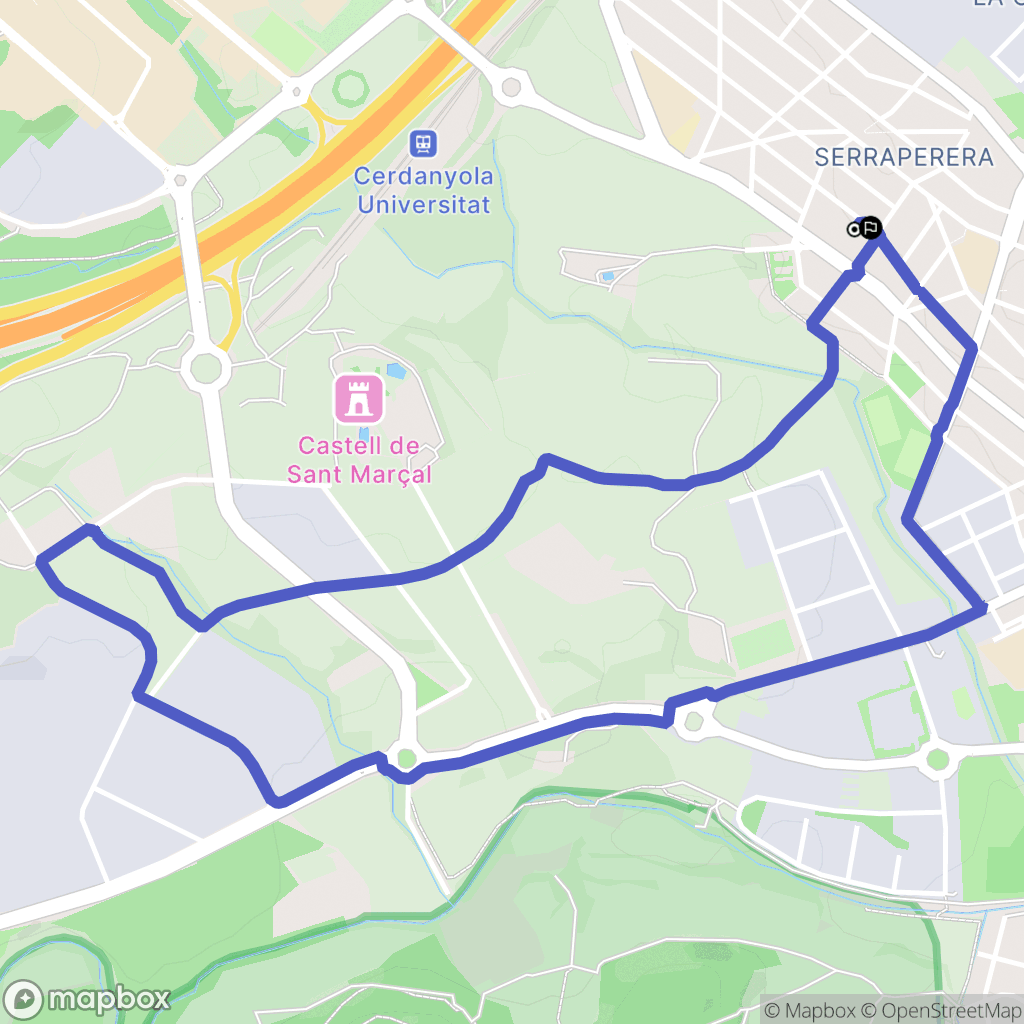 Cerdanyola del Vallès : carte du parcours de randonnée - Spain