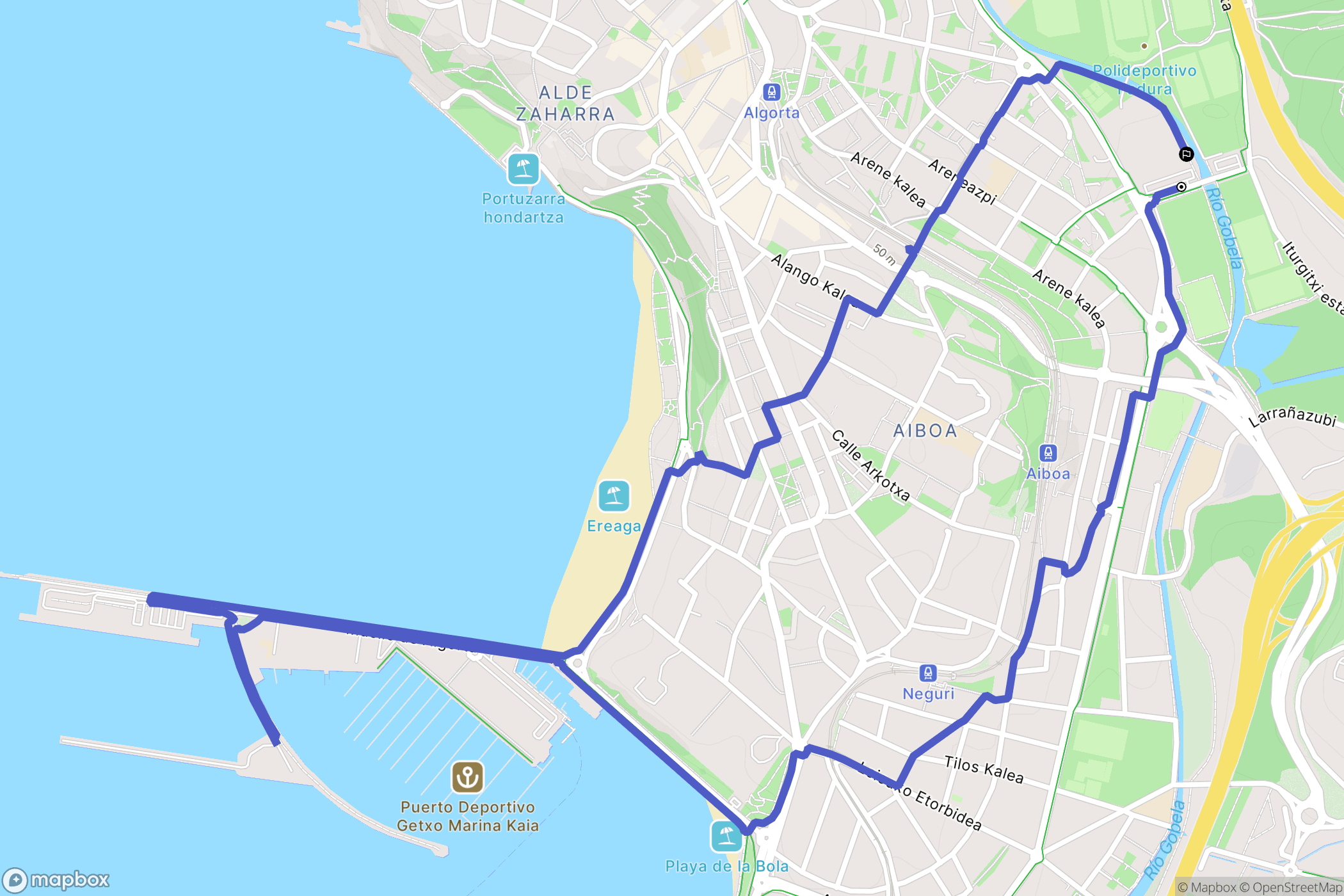 Getxo : carte du parcours de randonnée - Spain