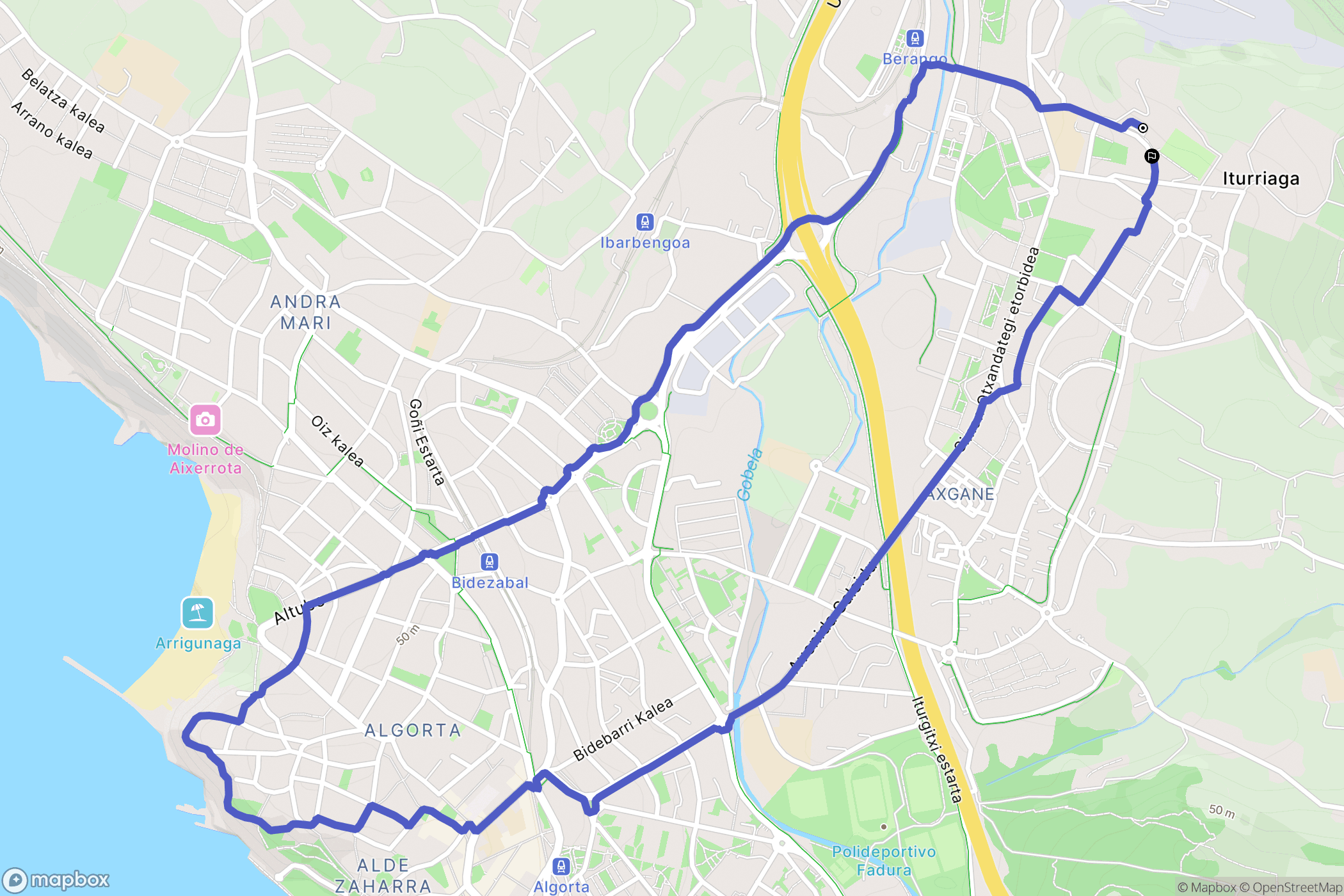 Berango : carte du parcours de randonnée - Spain
