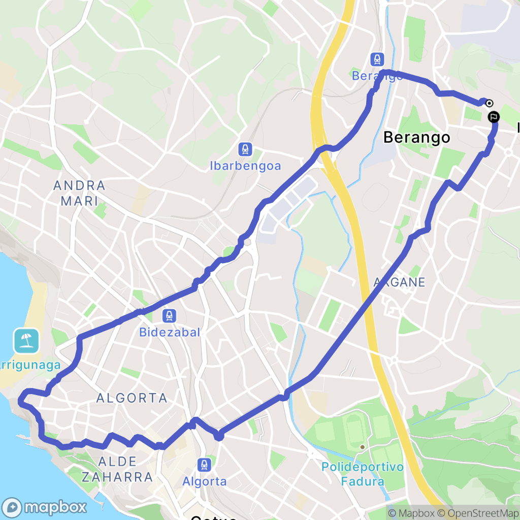 Berango : carte du parcours de randonnée - Spain