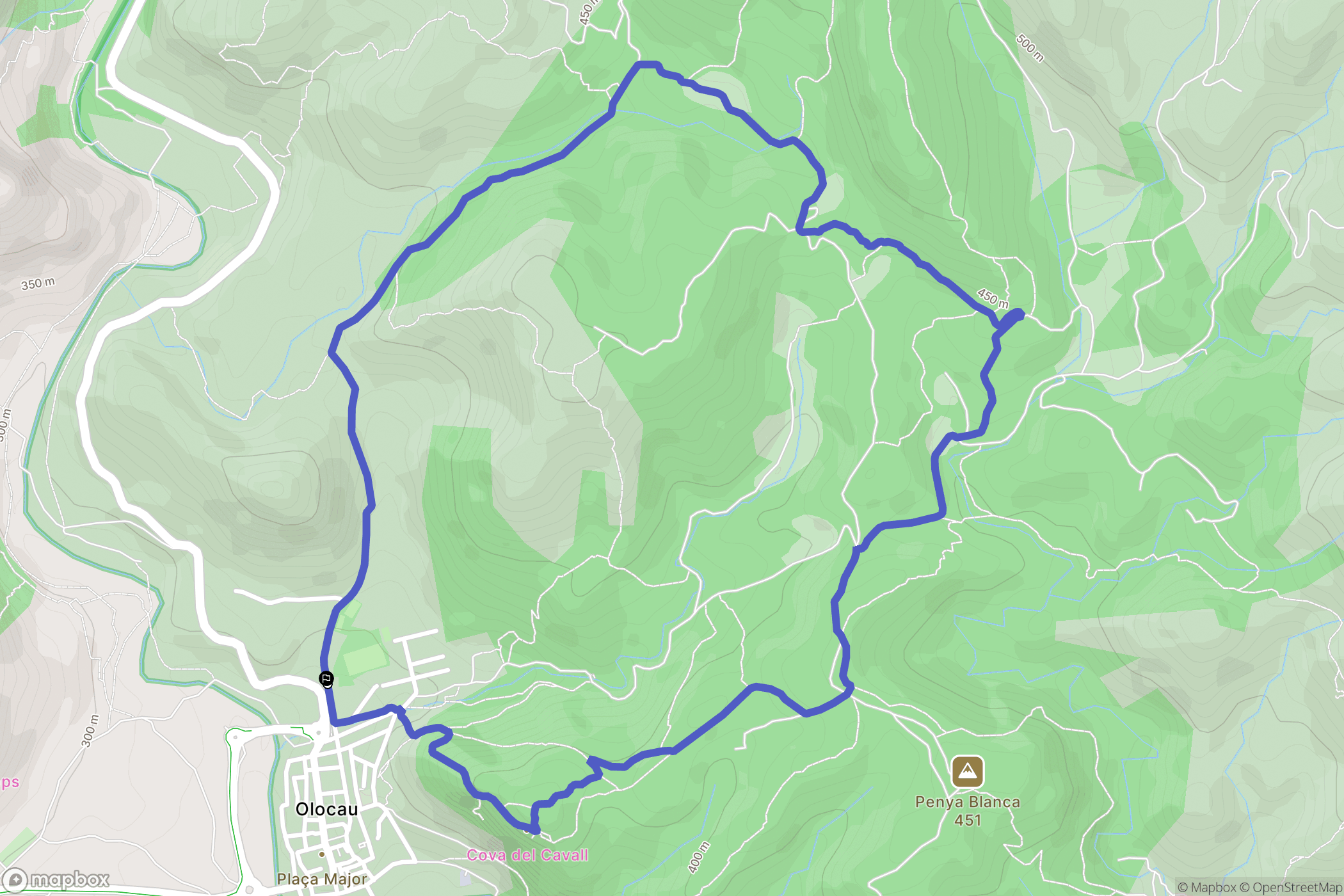 Olocau : carte du parcours de randonnée - Spain