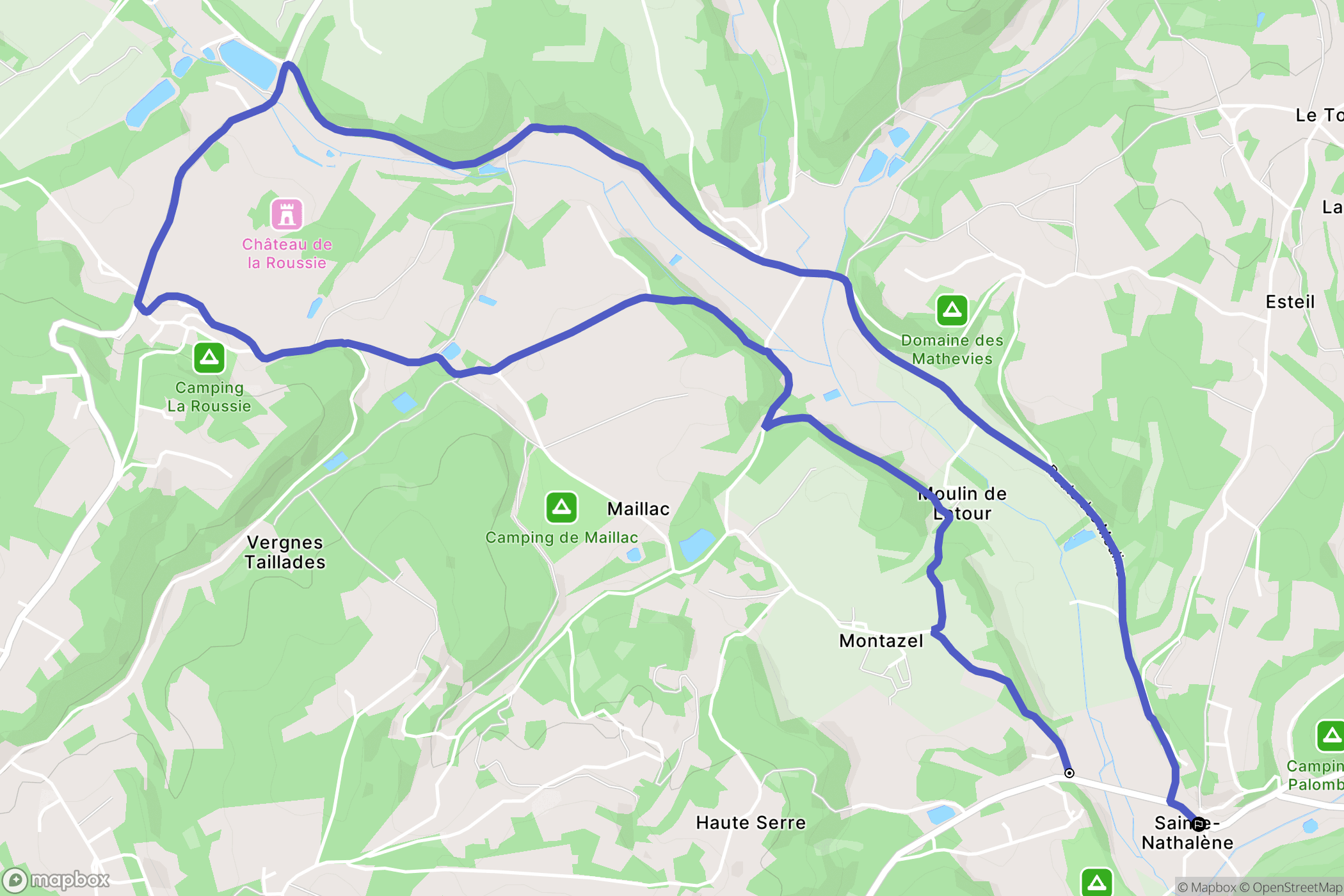 Sainte-Nathalène : carte du parcours de randonnée - France
