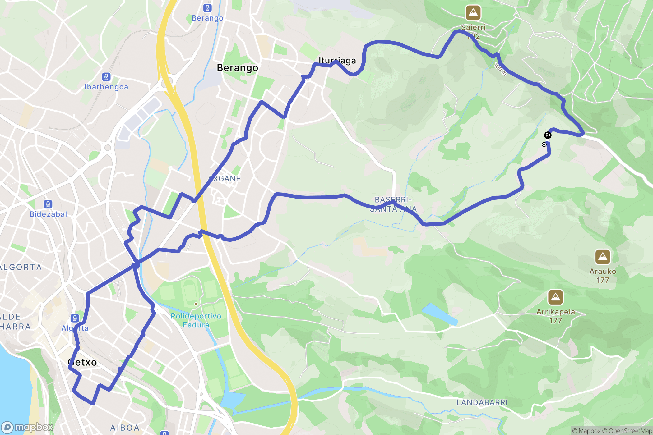 Berango : carte du parcours de randonnée - Spain