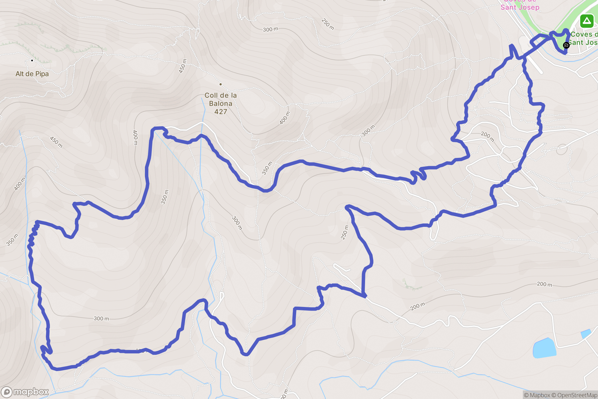 La Vall d'Uixó : carte du parcours de randonnée - Spain