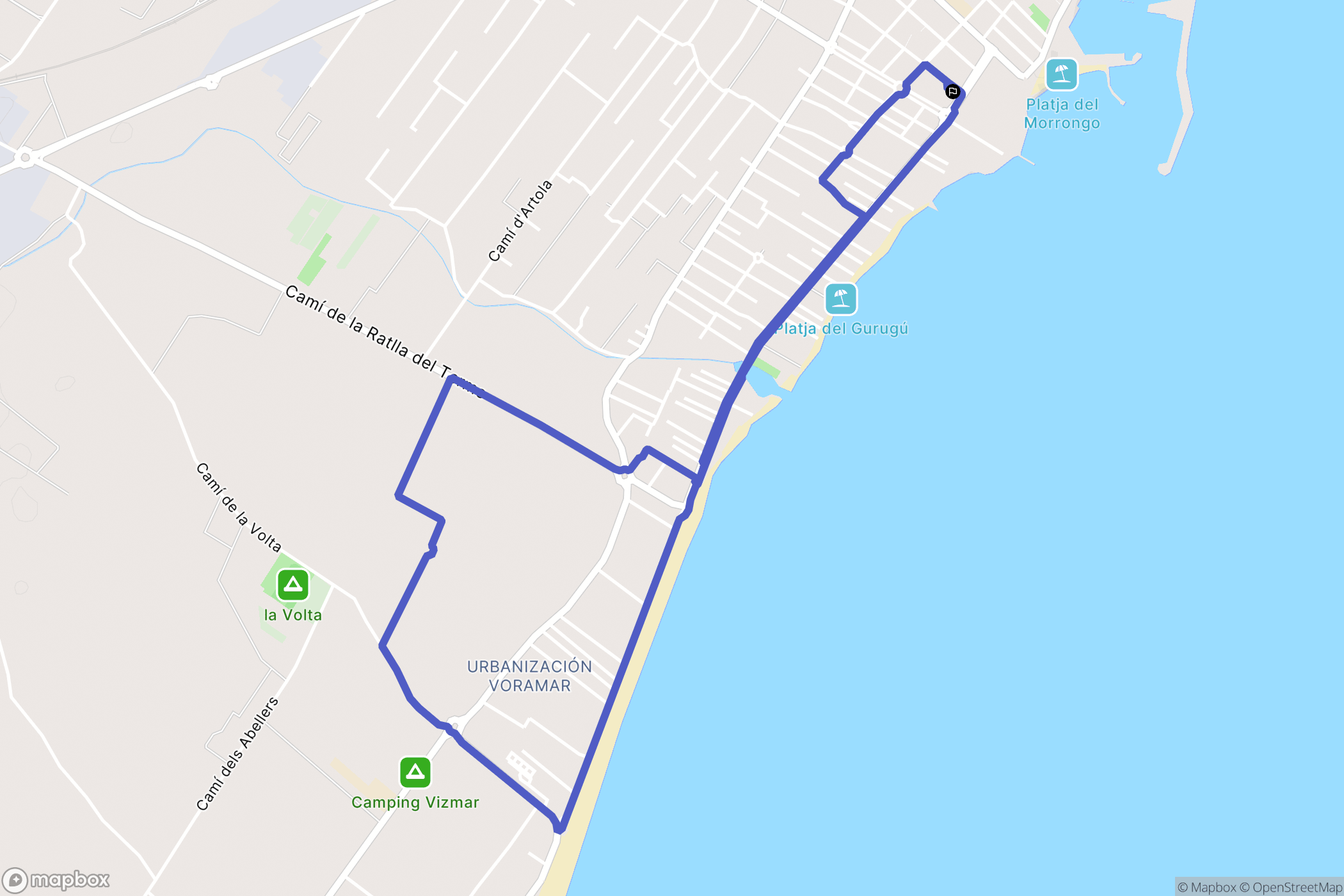Benicarló : carte du parcours de randonnée - Spain
