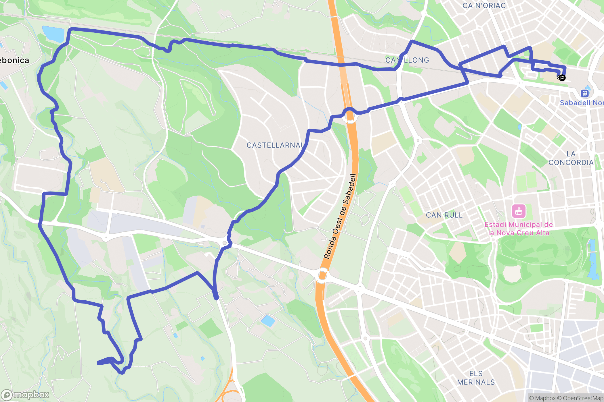 Sabadell : carte du parcours de randonnée - Spain