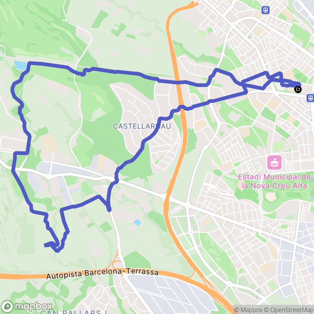 Sabadell : carte du parcours de randonnée - Spain