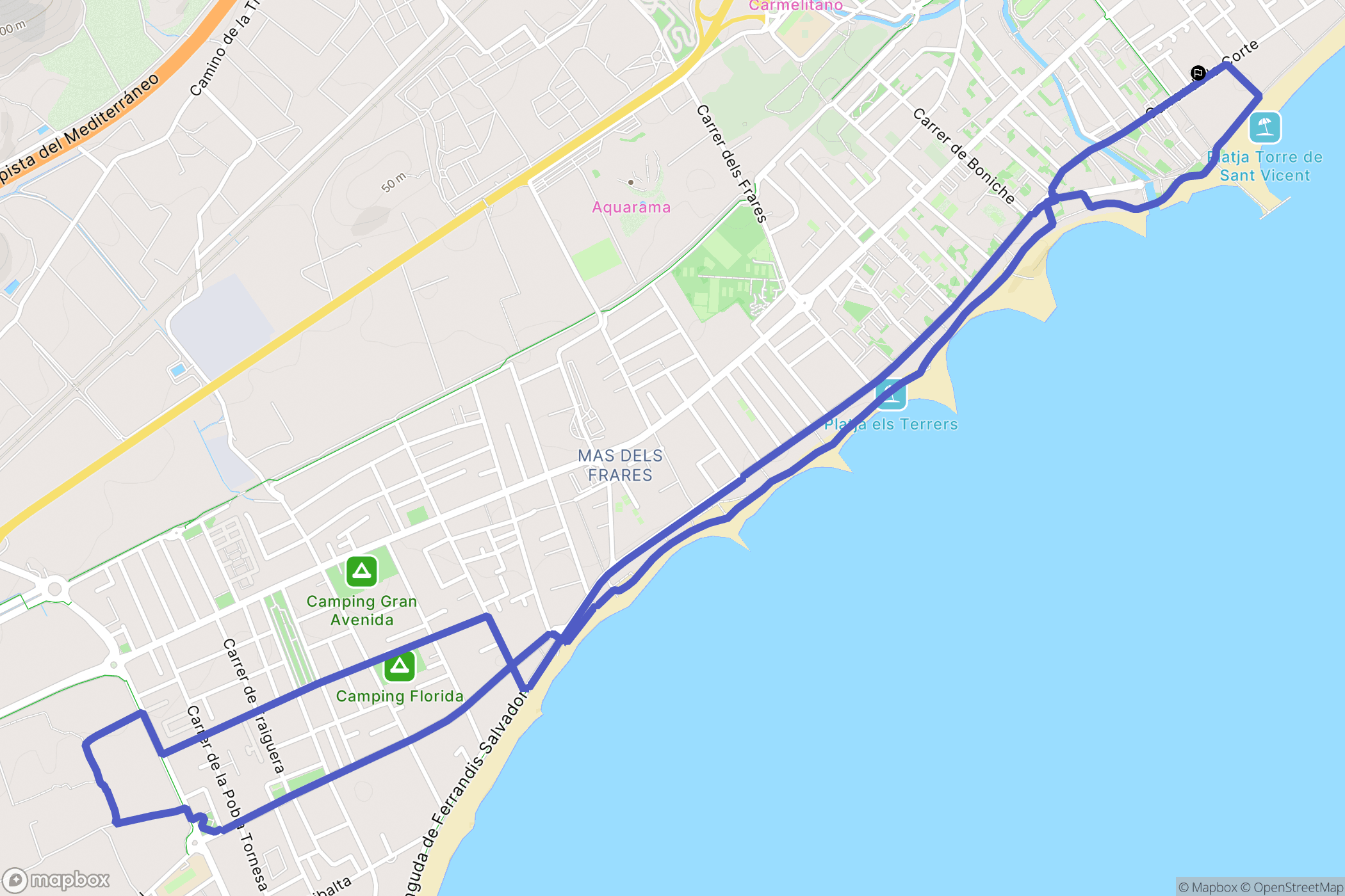 Benicàssim : carte du parcours de randonnée - Spain