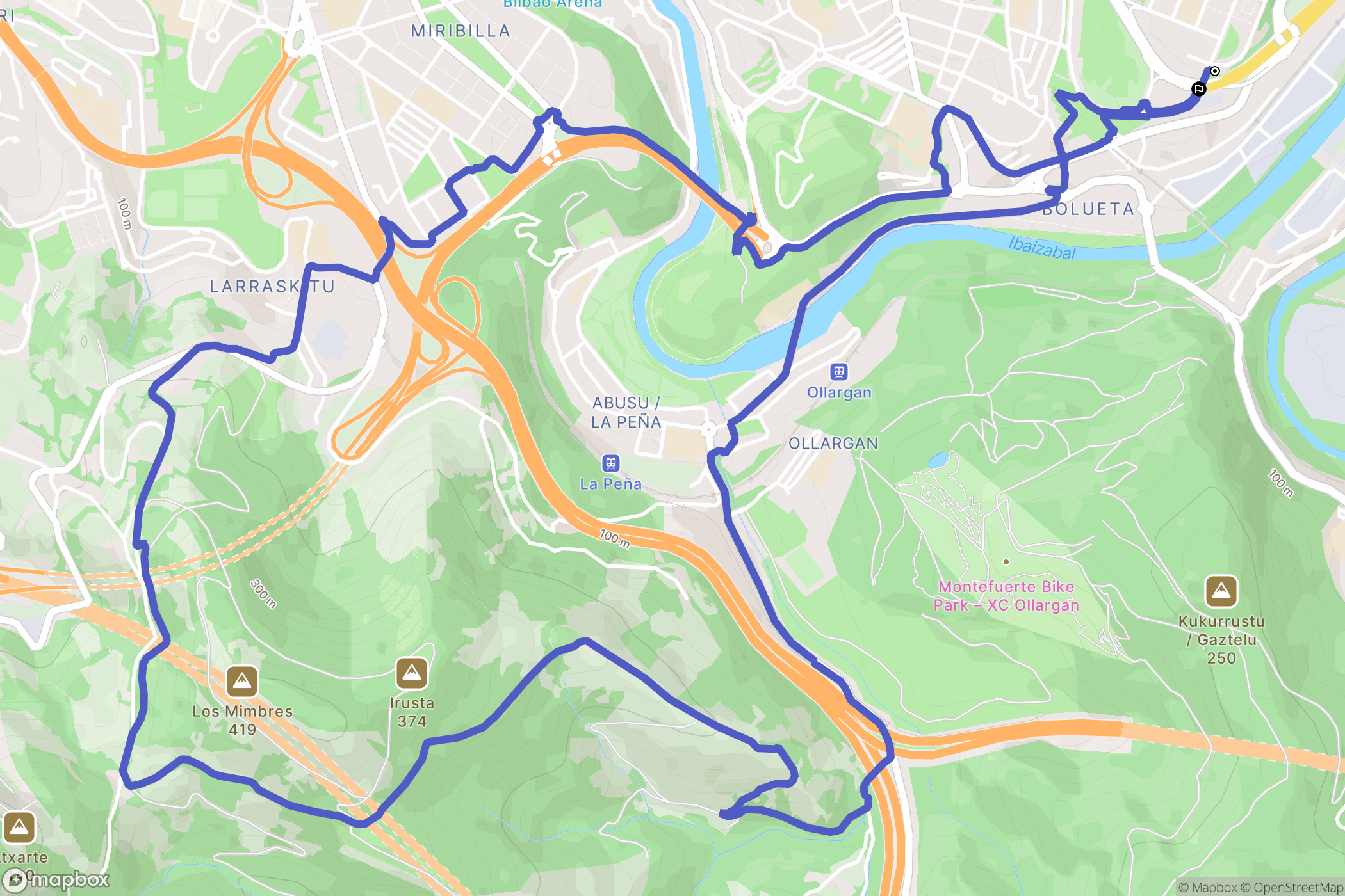 Bilbao : carte du parcours de randonnée - Spain