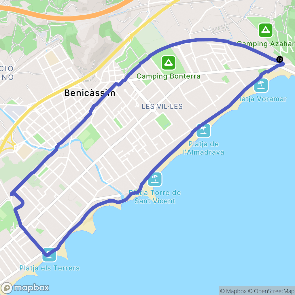 Benicàssim : carte du parcours de randonnée - Spain
