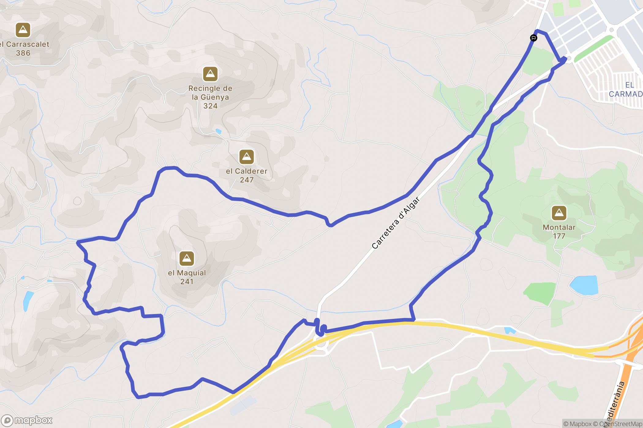 Vall de Uxó : carte du parcours de randonnée - Spain