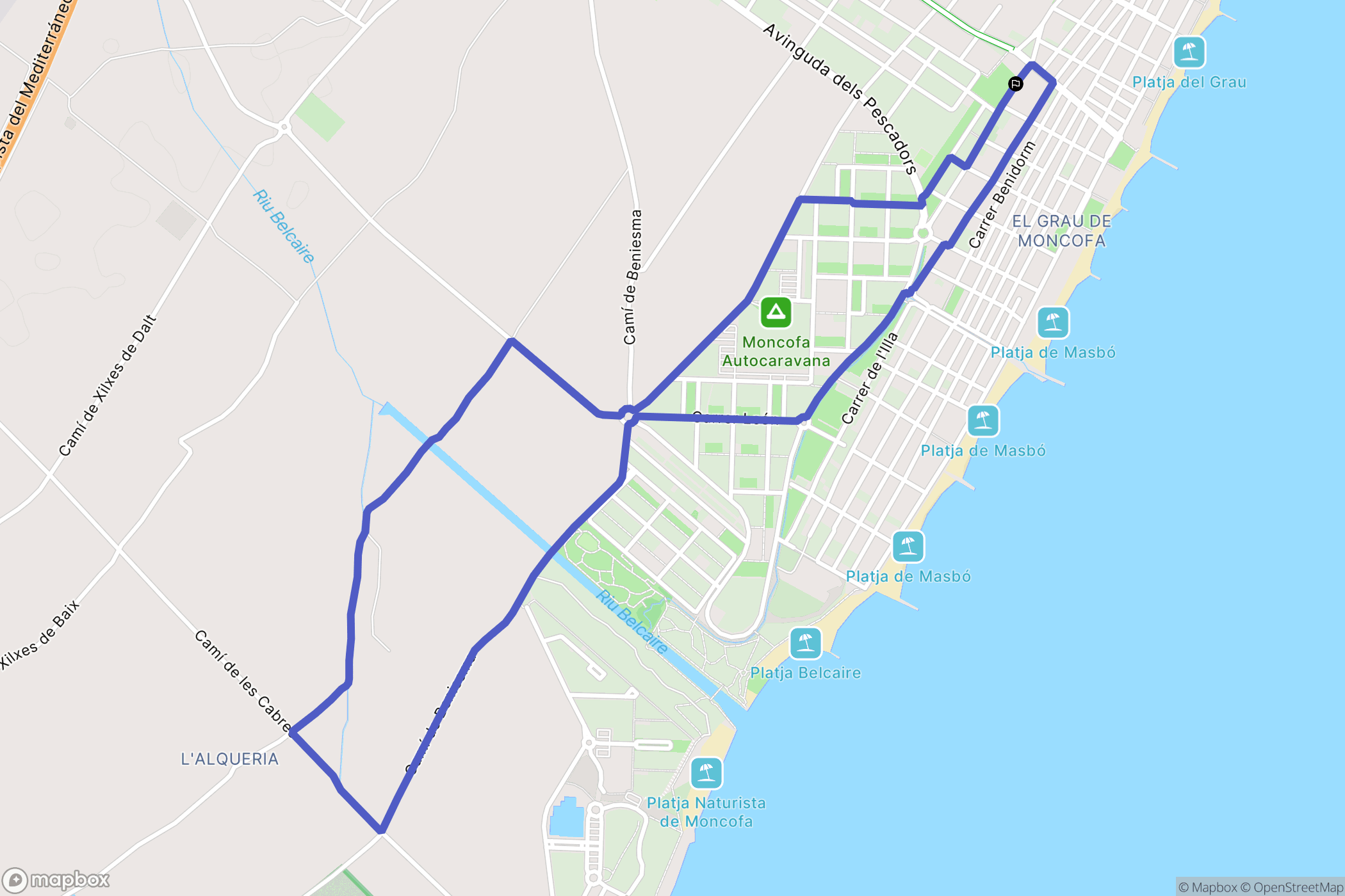 Moncófar : carte du parcours de randonnée - Spain