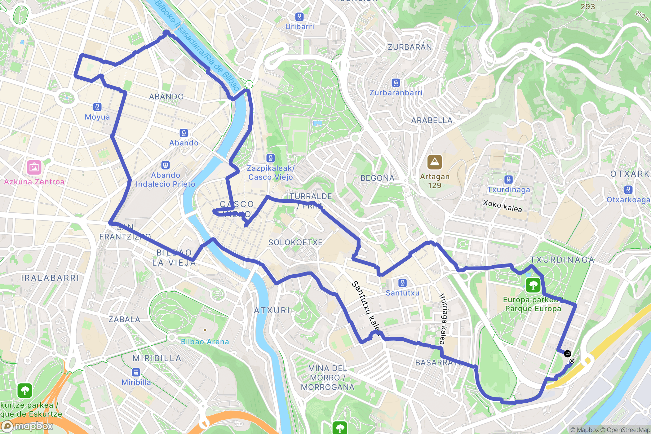 Bilbao : carte du parcours de randonnée - Spain