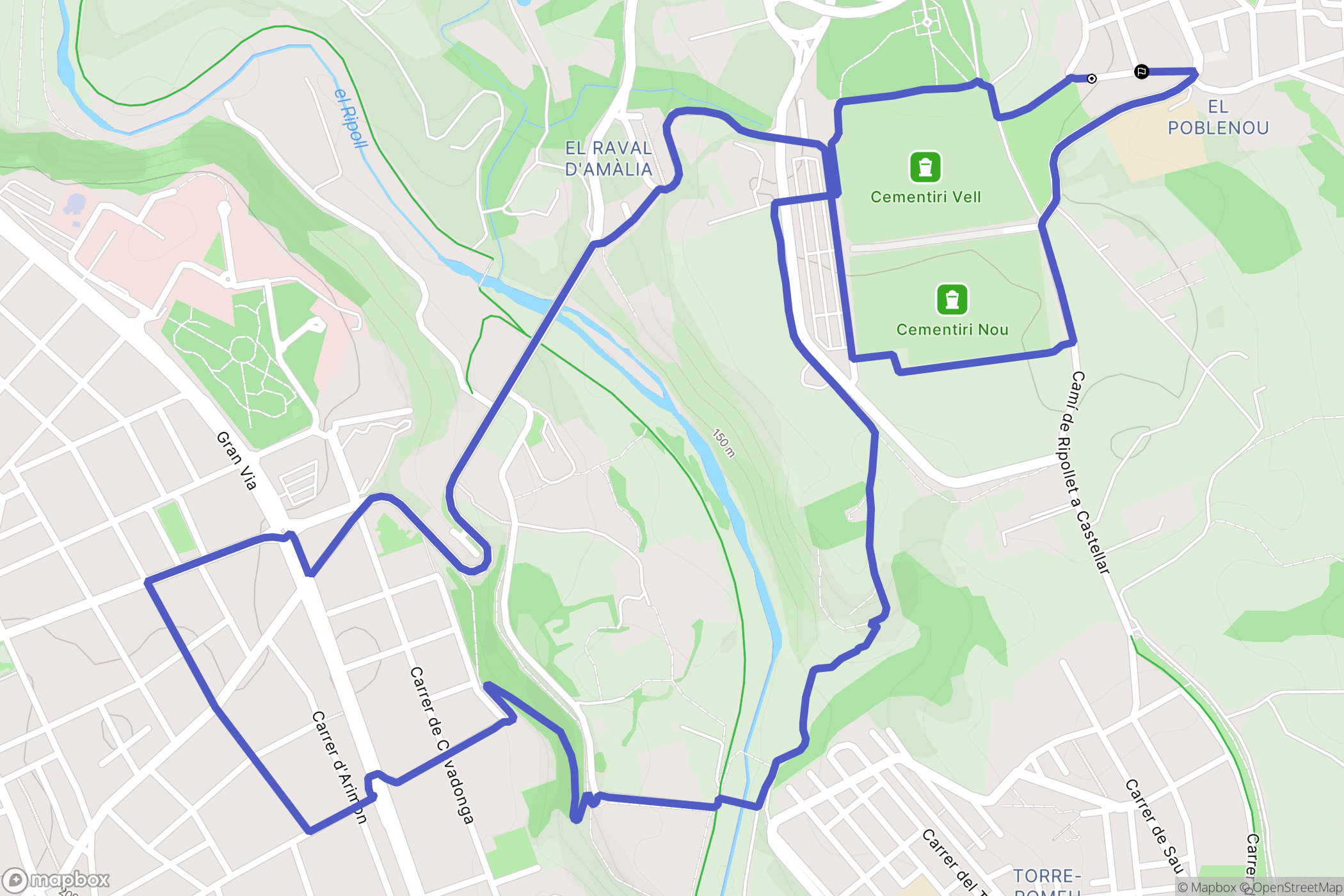 El Poblenou : carte du parcours de randonnée - Spain