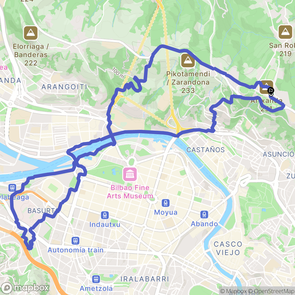 Bilbao : carte du parcours de randonnée - Spain