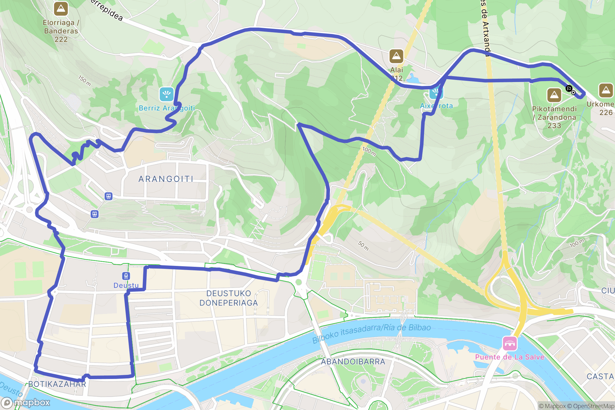 Bilbao : carte du parcours de randonnée - Spain