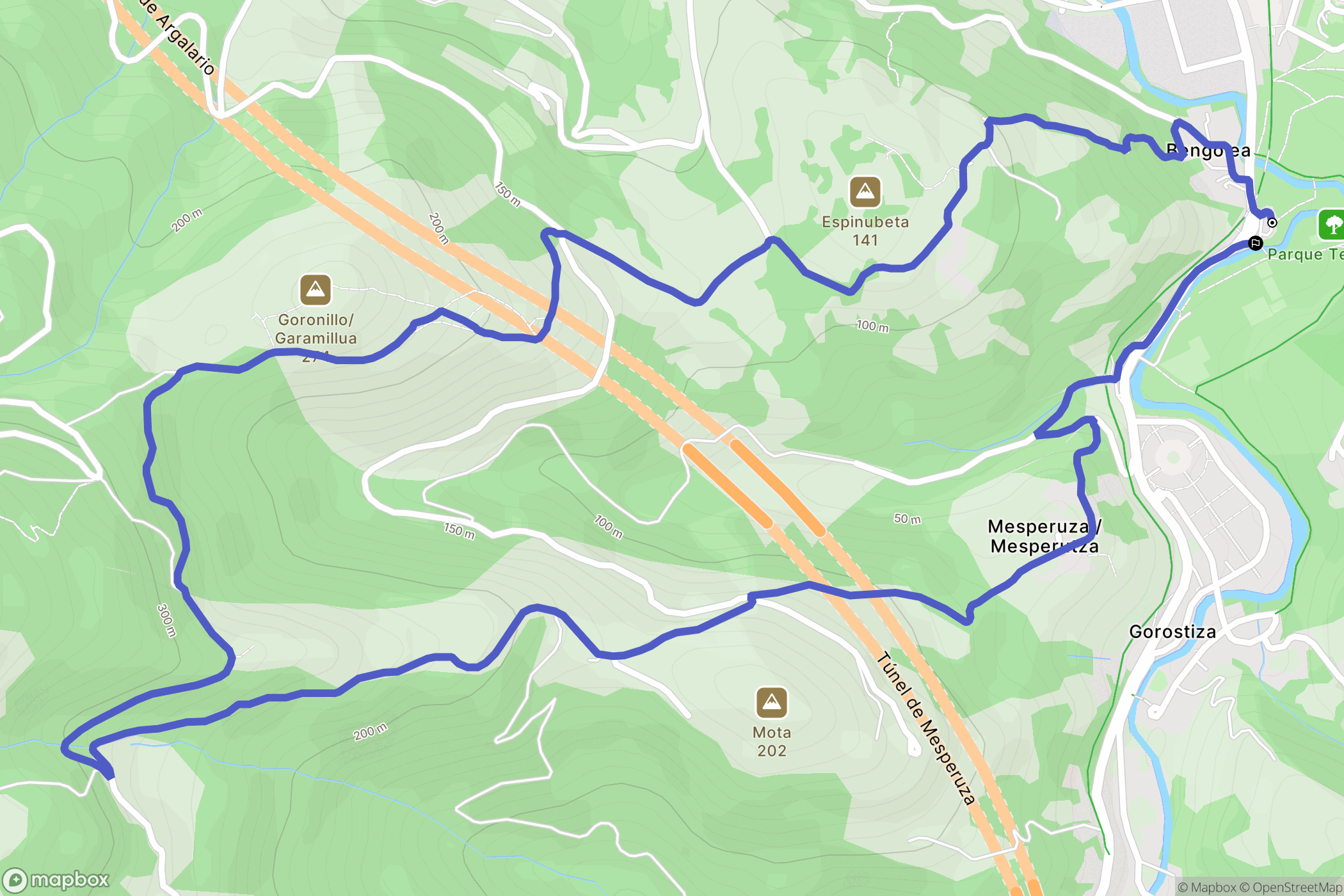  : carte du parcours de randonnée - Spain