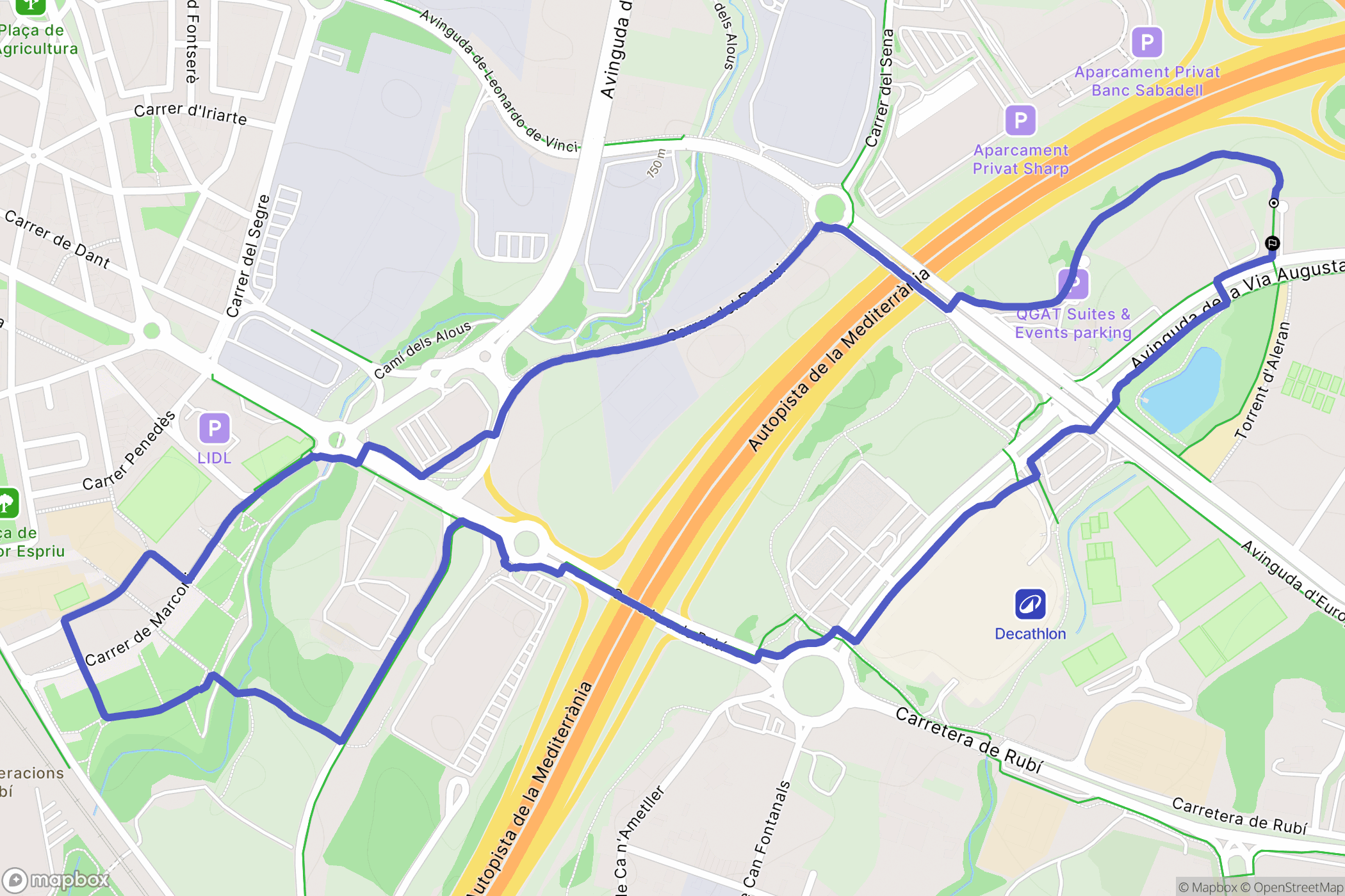 Sant Cugat del Vallès : carte du parcours de randonnée - Spain