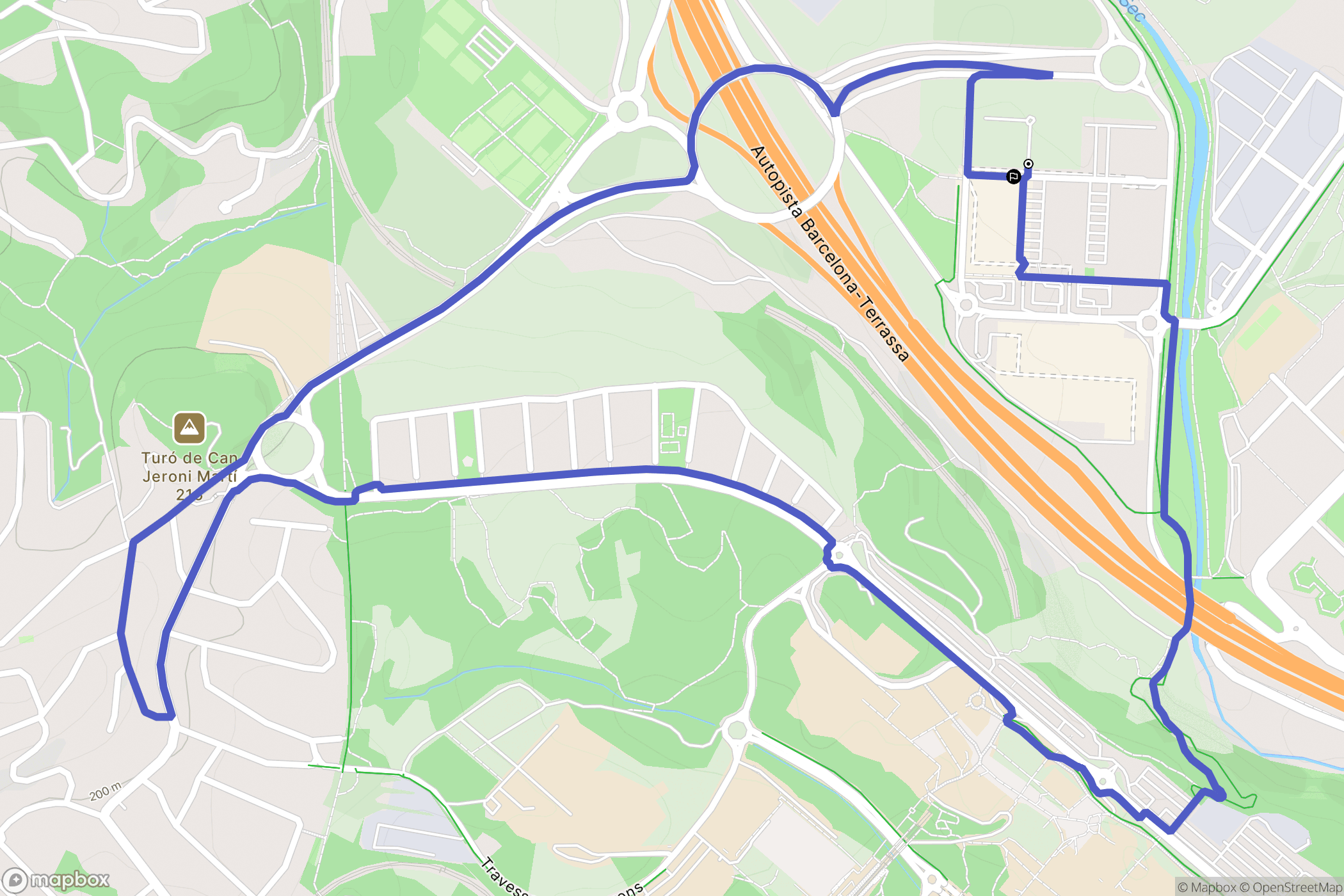 Sabadell : carte du parcours de randonnée - Spain
