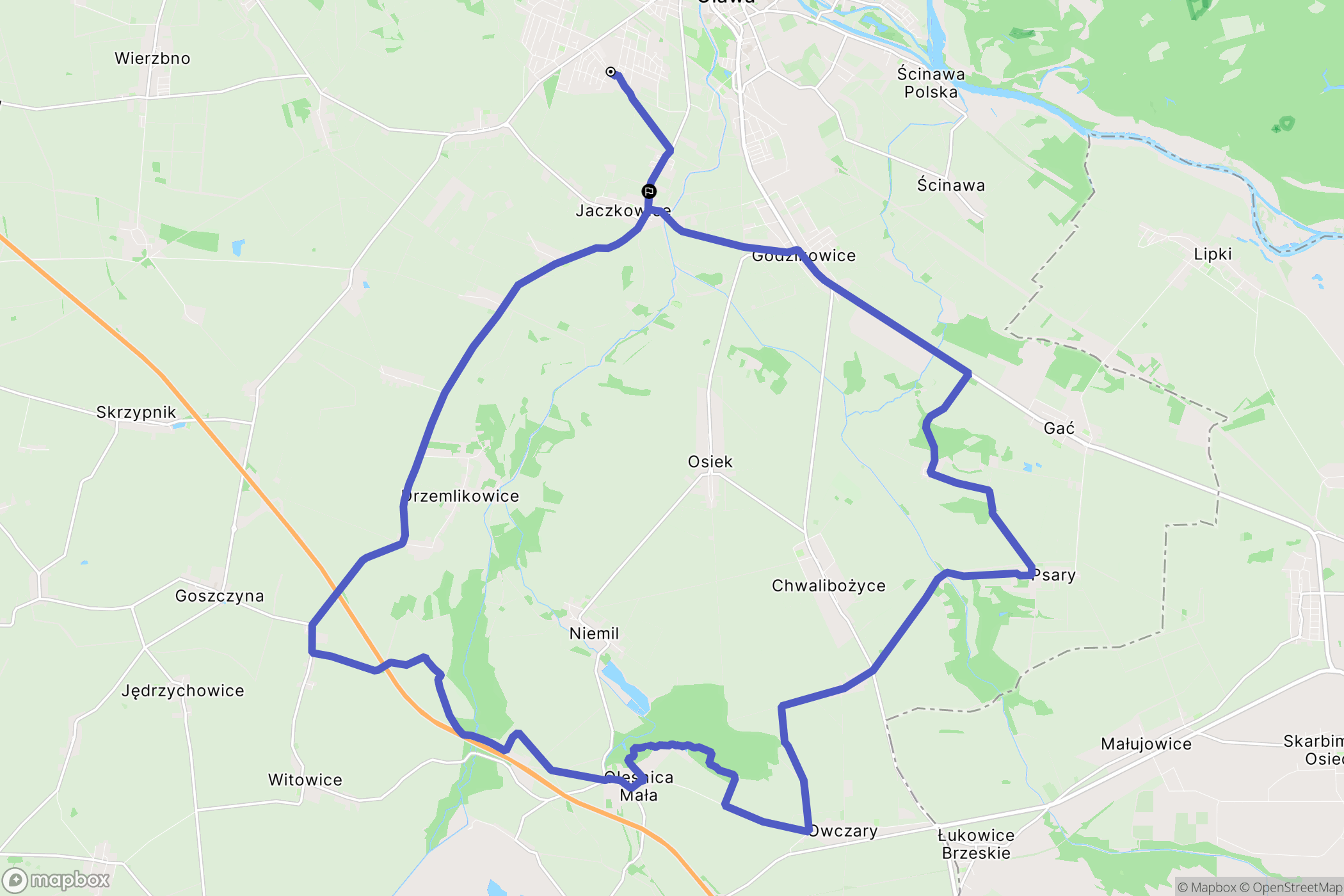 Oława: mapa trasy - Poland