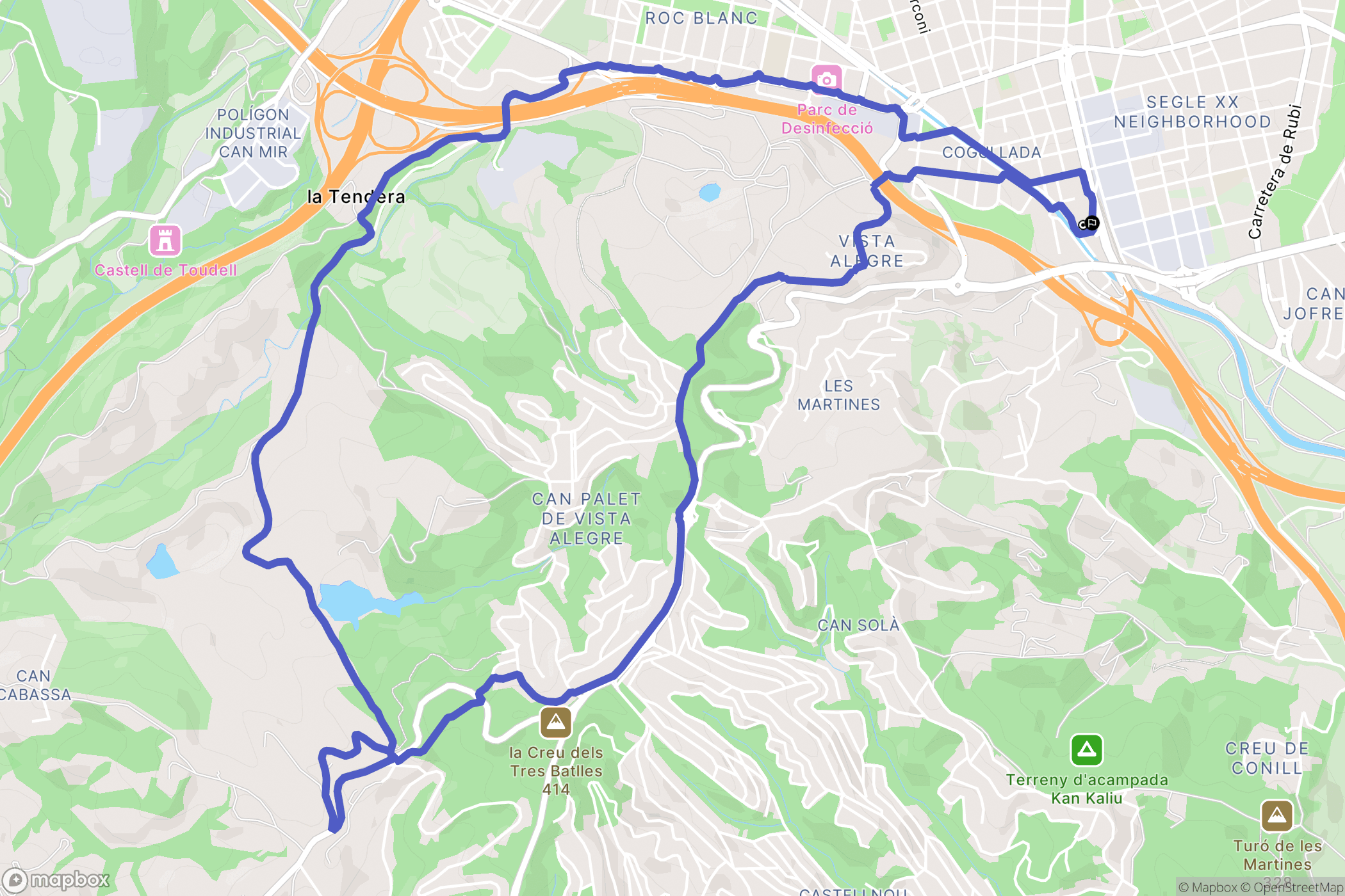 Terrassa : carte du parcours de randonnée - Spain