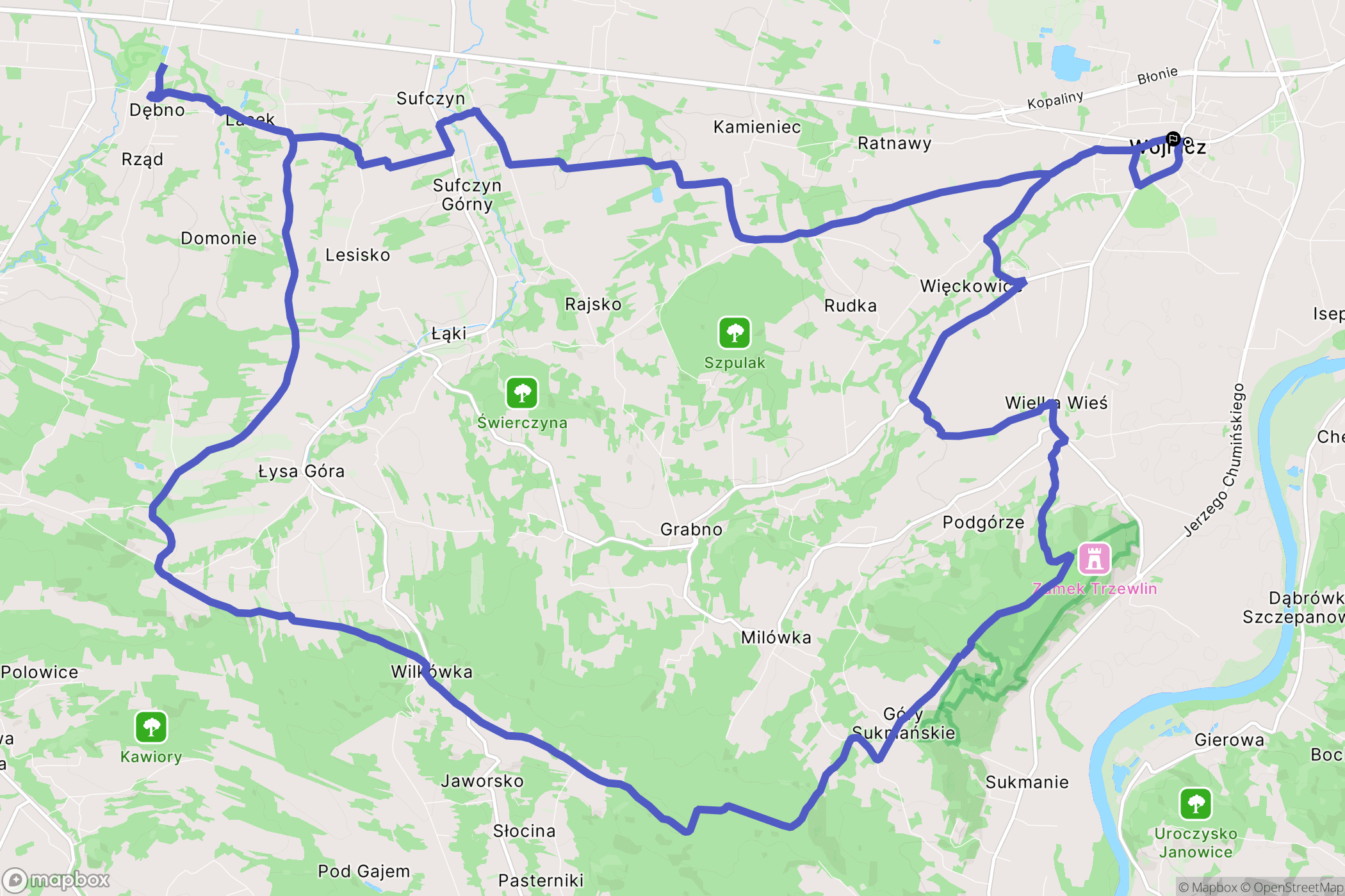 Wojnicz: mapa trasy - Poland
