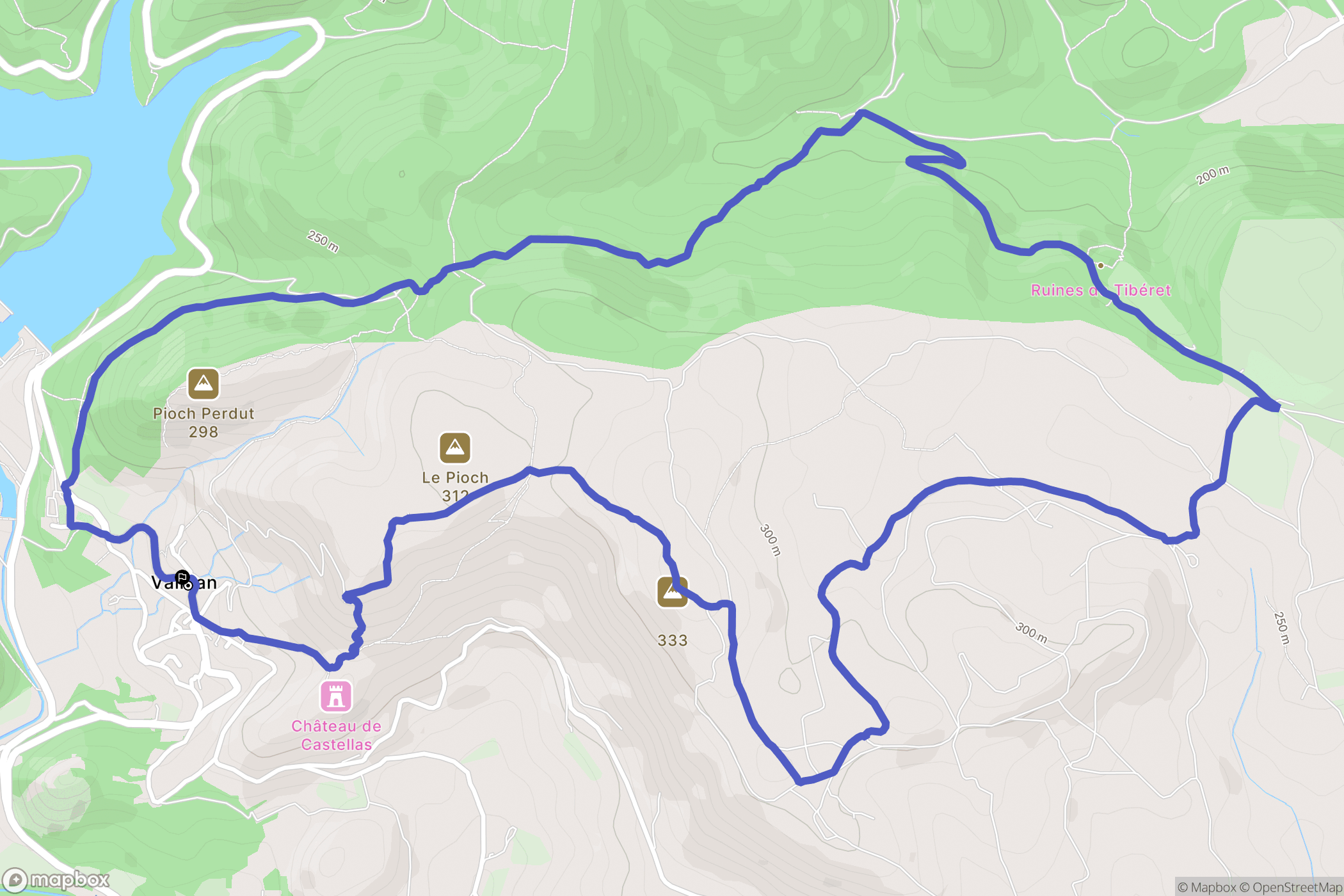Vailhan : carte du parcours de randonnée - France