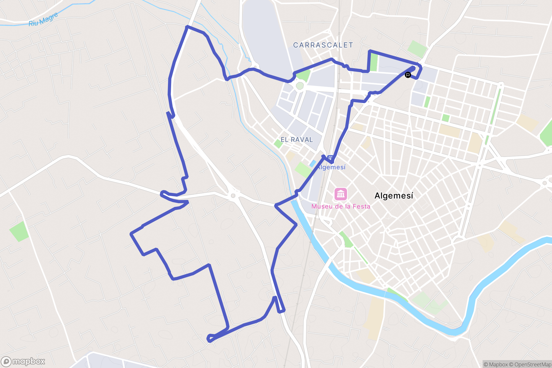 Algemesí : carte du parcours de randonnée - Spain