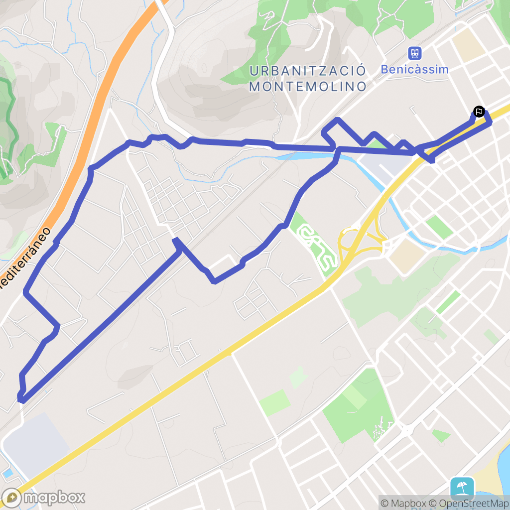 Benicàssim : carte du parcours de randonnée - Spain