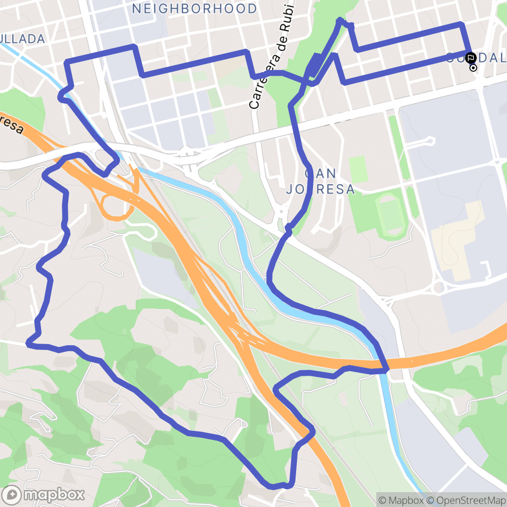 Terrassa : carte du parcours de randonnée - Spain