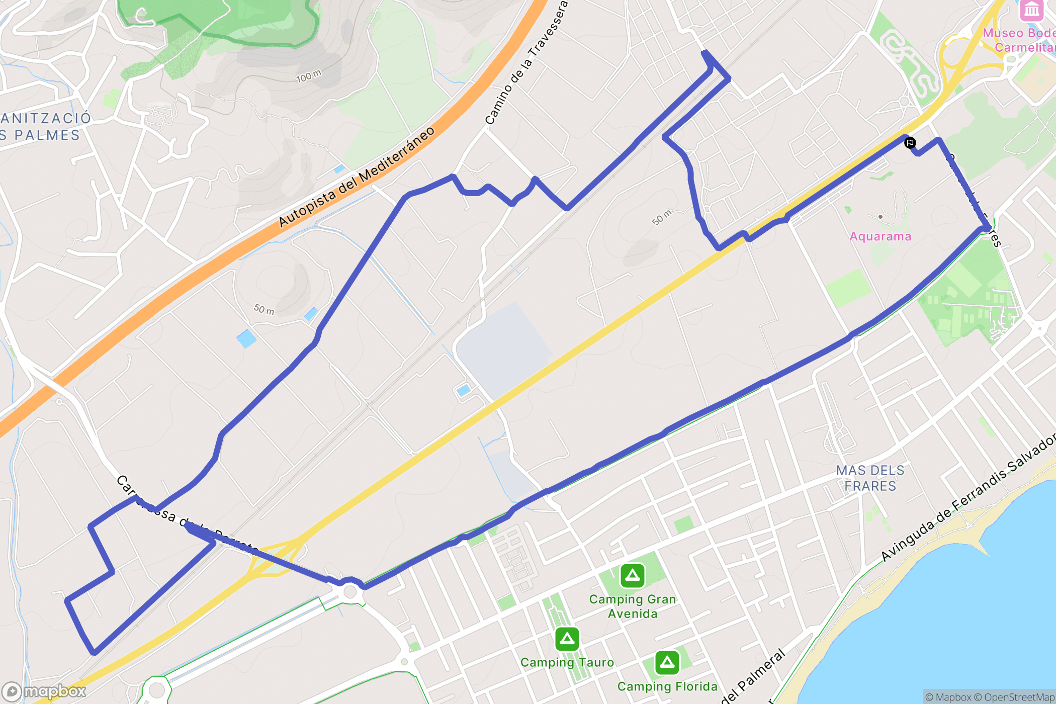 Benicàssim : carte du parcours de randonnée - Spain