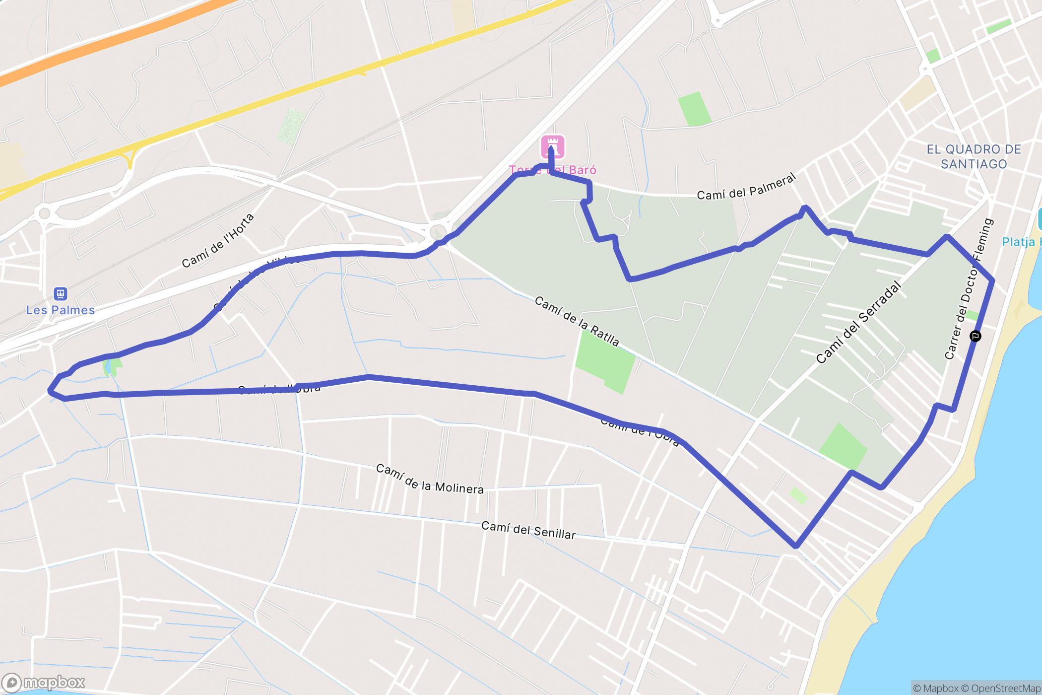 Benicàssim : carte du parcours de randonnée - Spain