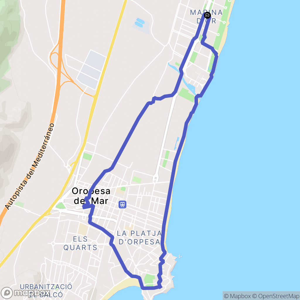 Orpesa : carte du parcours de randonnée - Spain