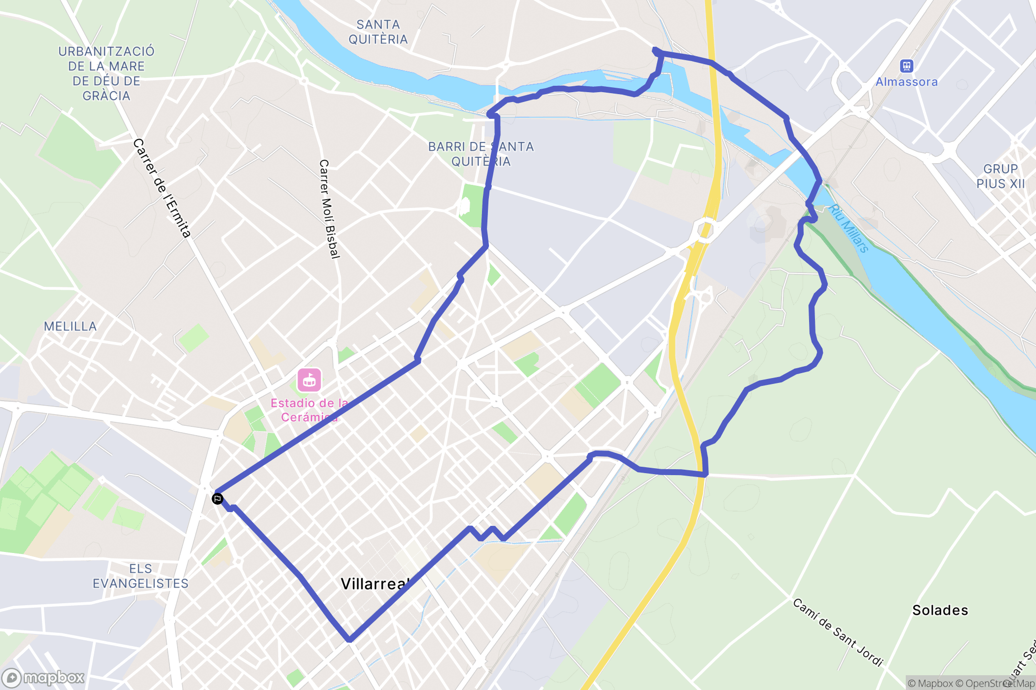 Vila-real : carte du parcours de randonnée - Spain