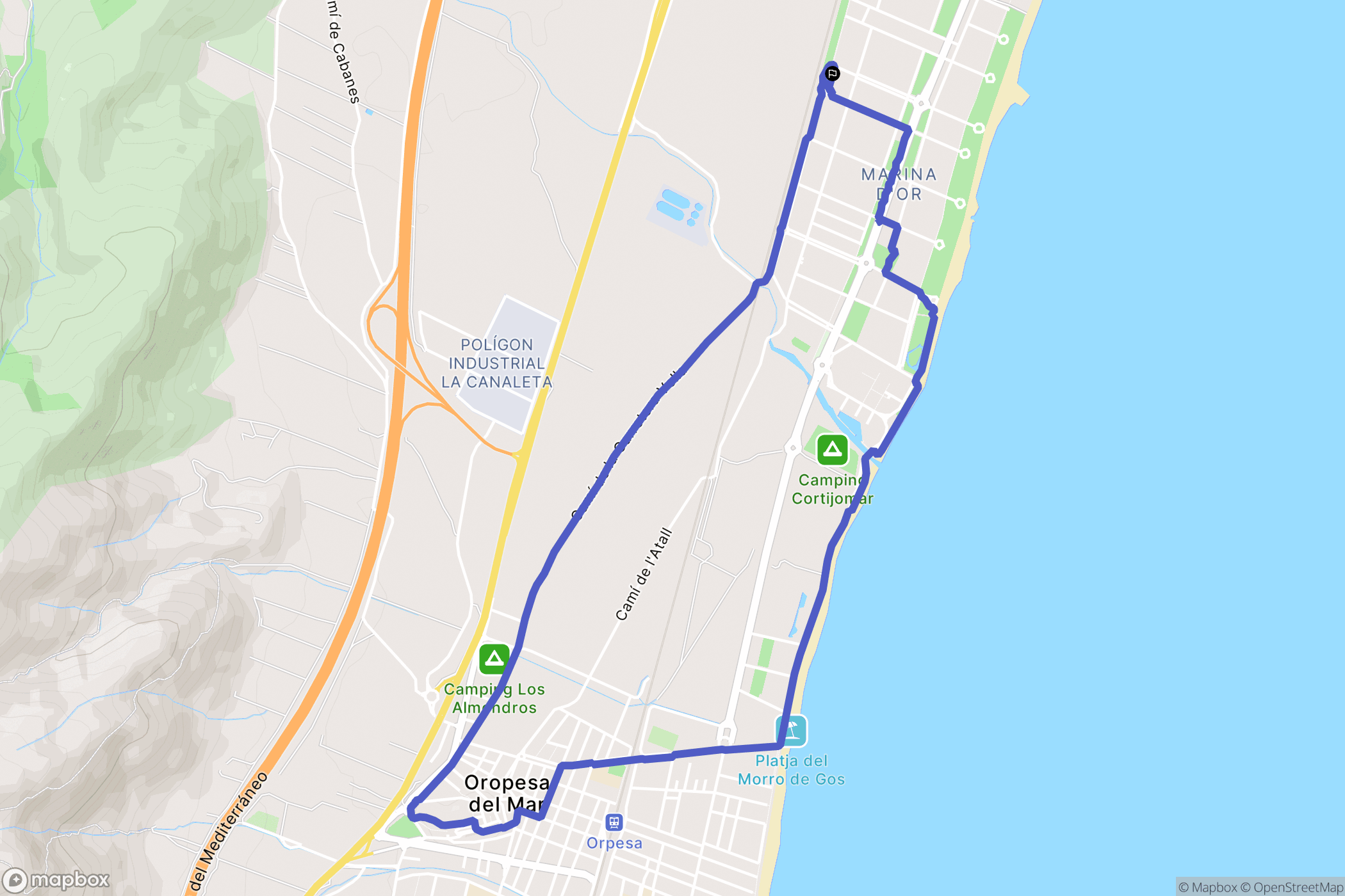 Oropesa : carte du parcours de randonnée - Spain