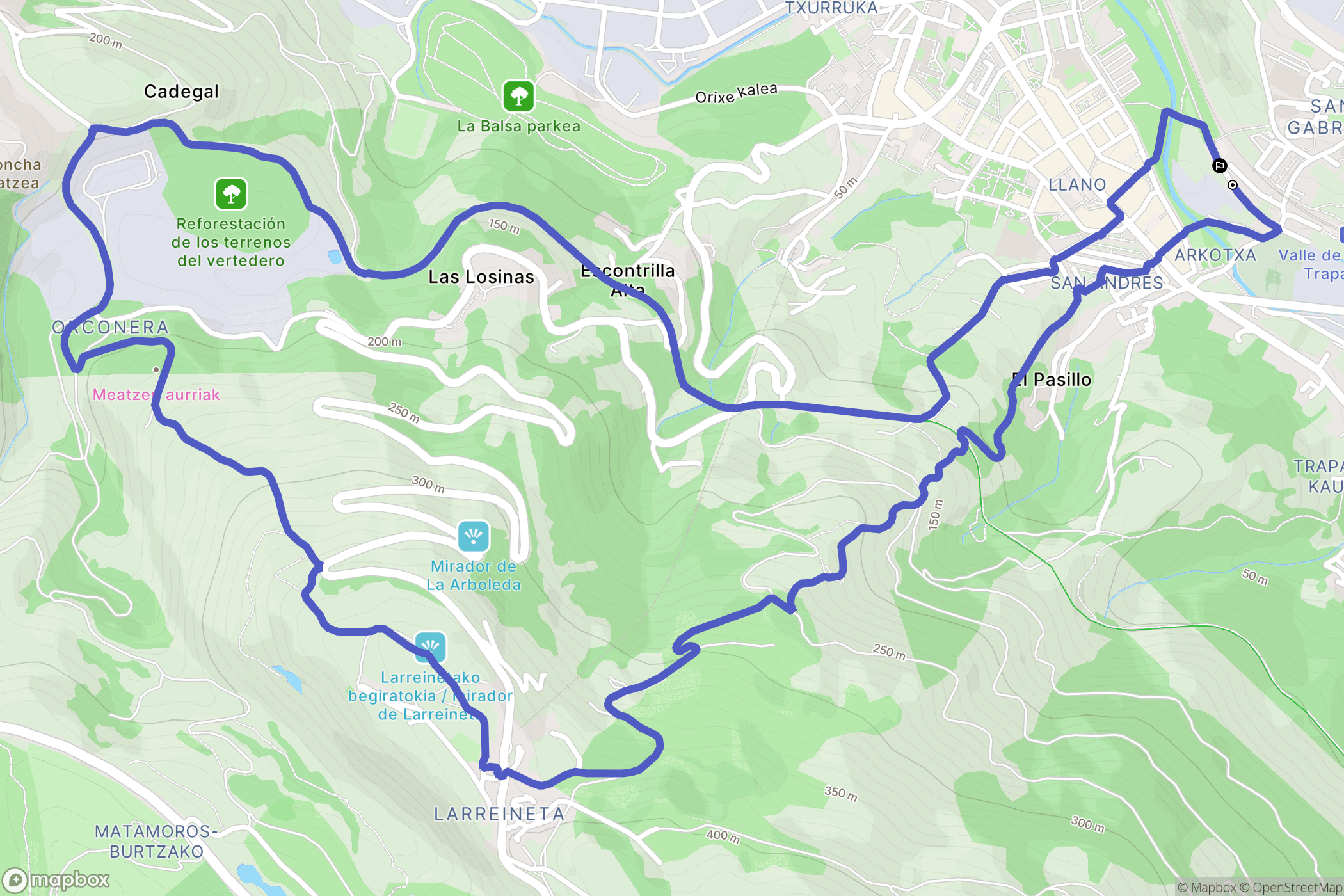 Trapagaran : carte du parcours de randonnée - Spain
