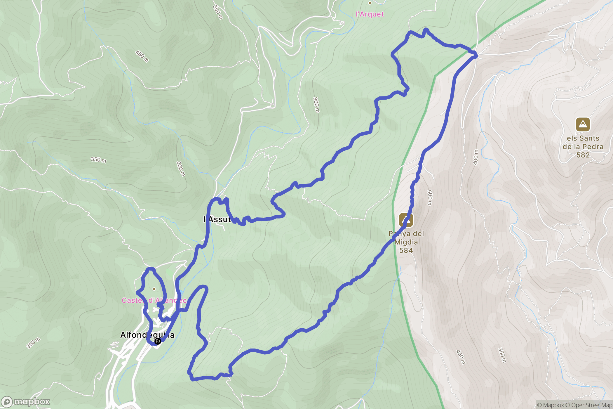 Fondeguilla : carte du parcours de randonnée - Spain