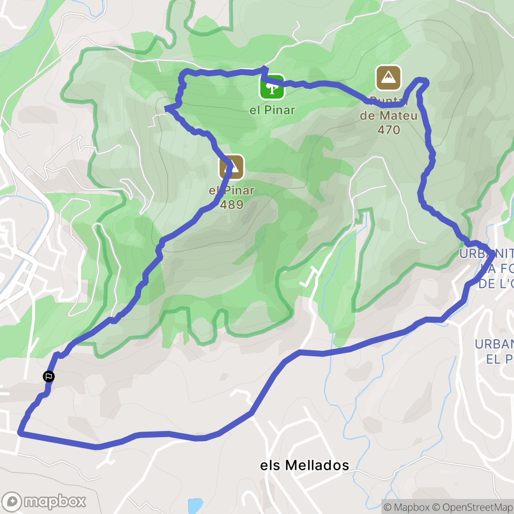 Nàquera : carte du parcours de randonnée - Spain