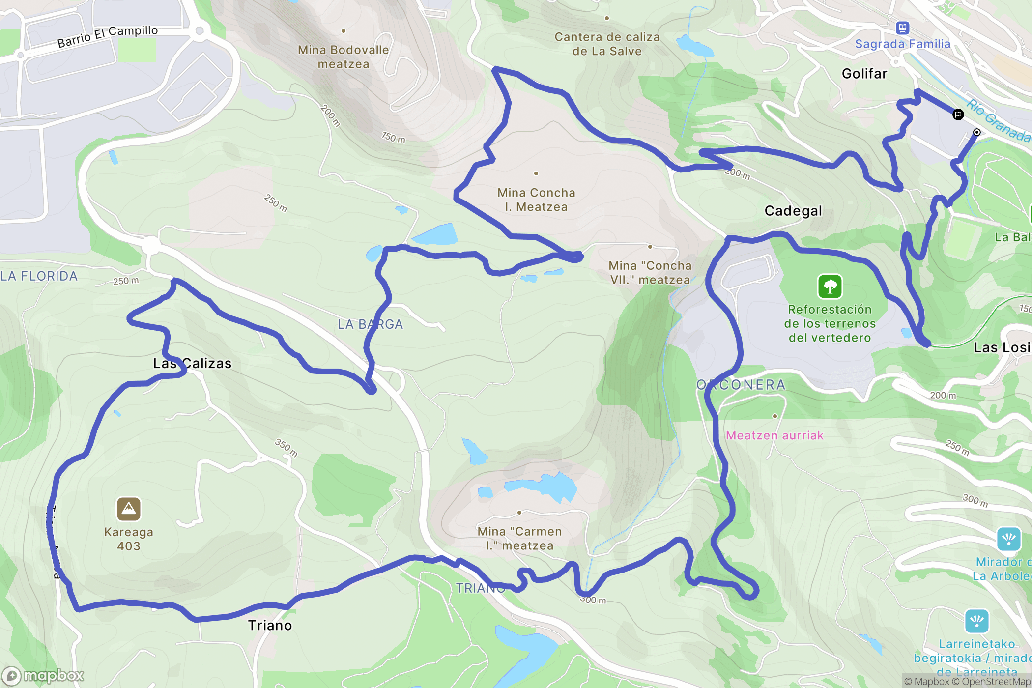 Ortuella : carte du parcours de randonnée - Spain