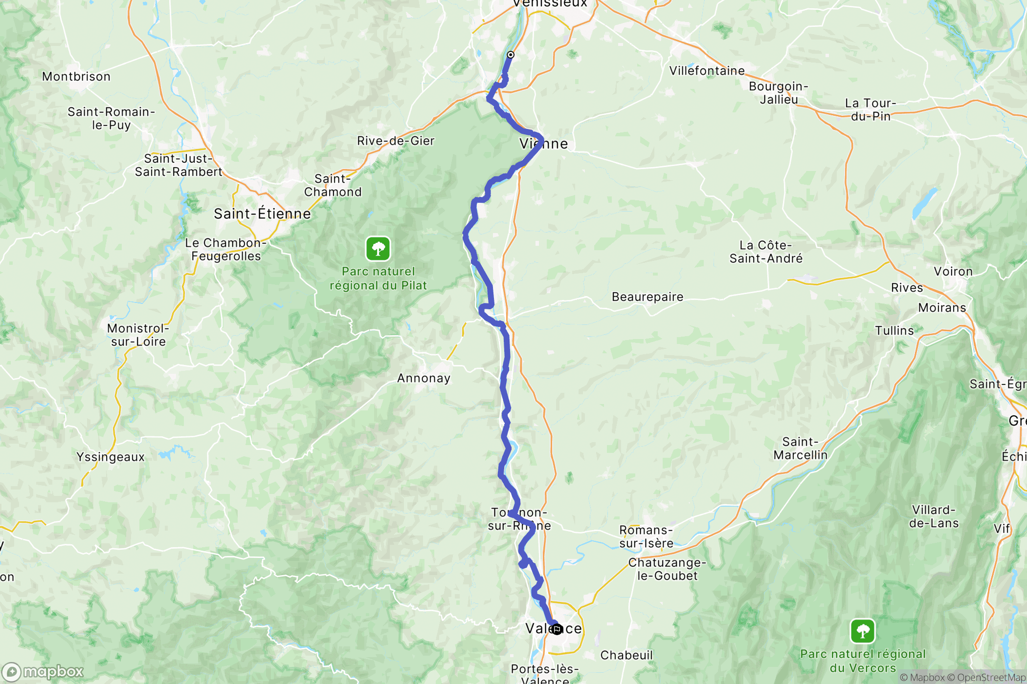 Sérézin-du-Rhône : carte du parcours de randonnée - France