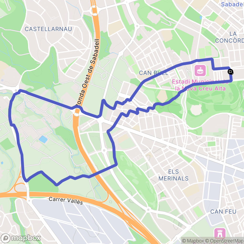 Sabadell : carte du parcours de randonnée - Spain