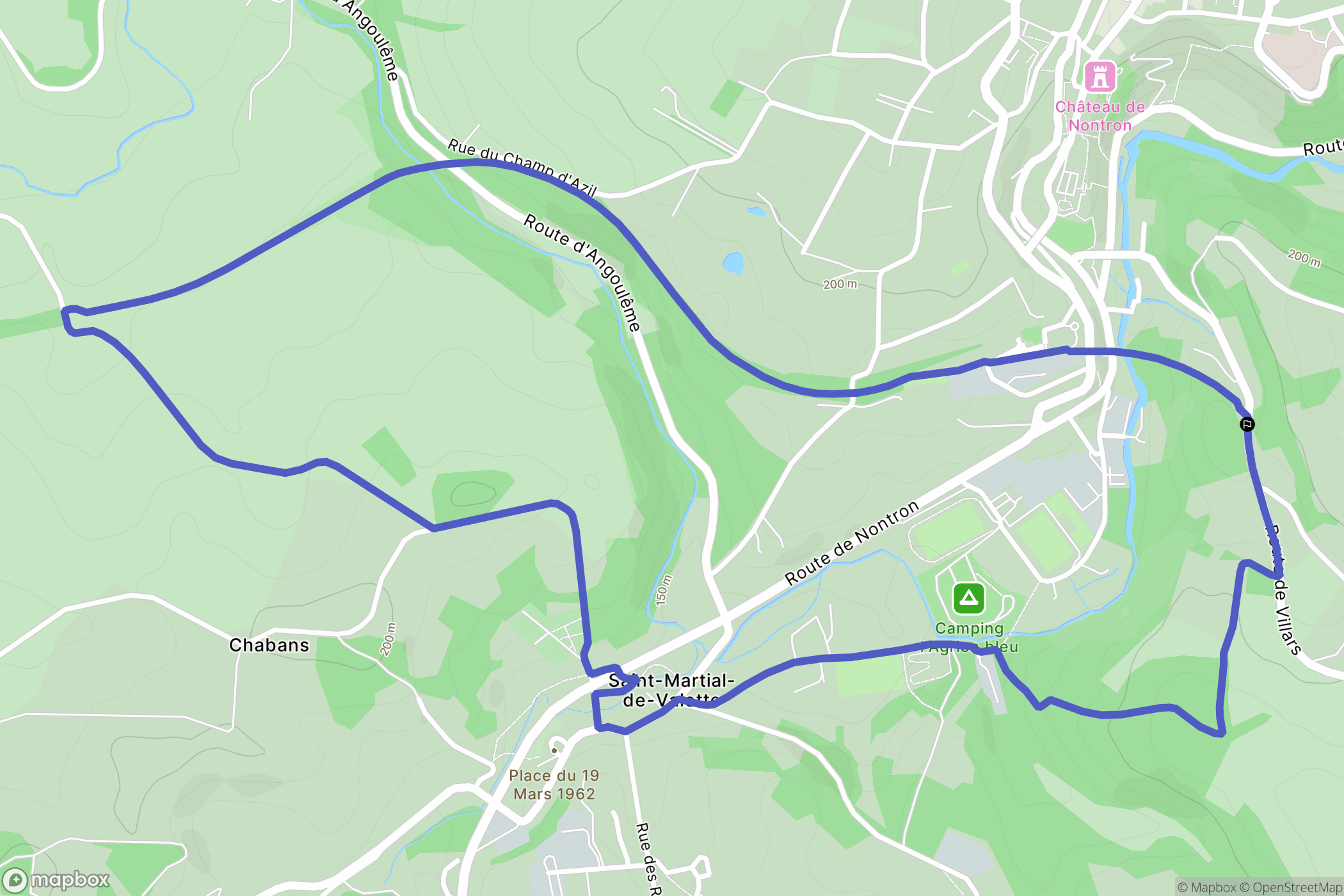 Nontron : carte du parcours de randonnée - France