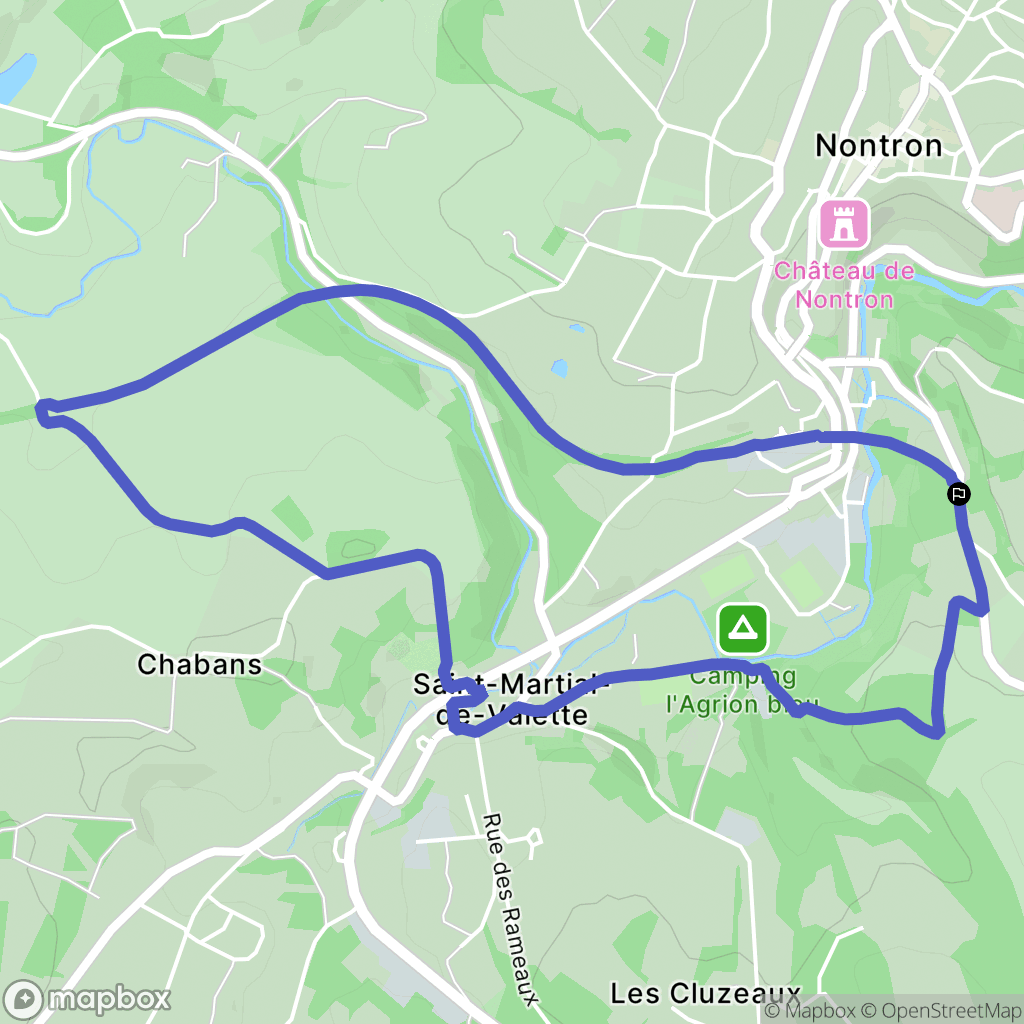 Nontron : carte du parcours de randonnée - France