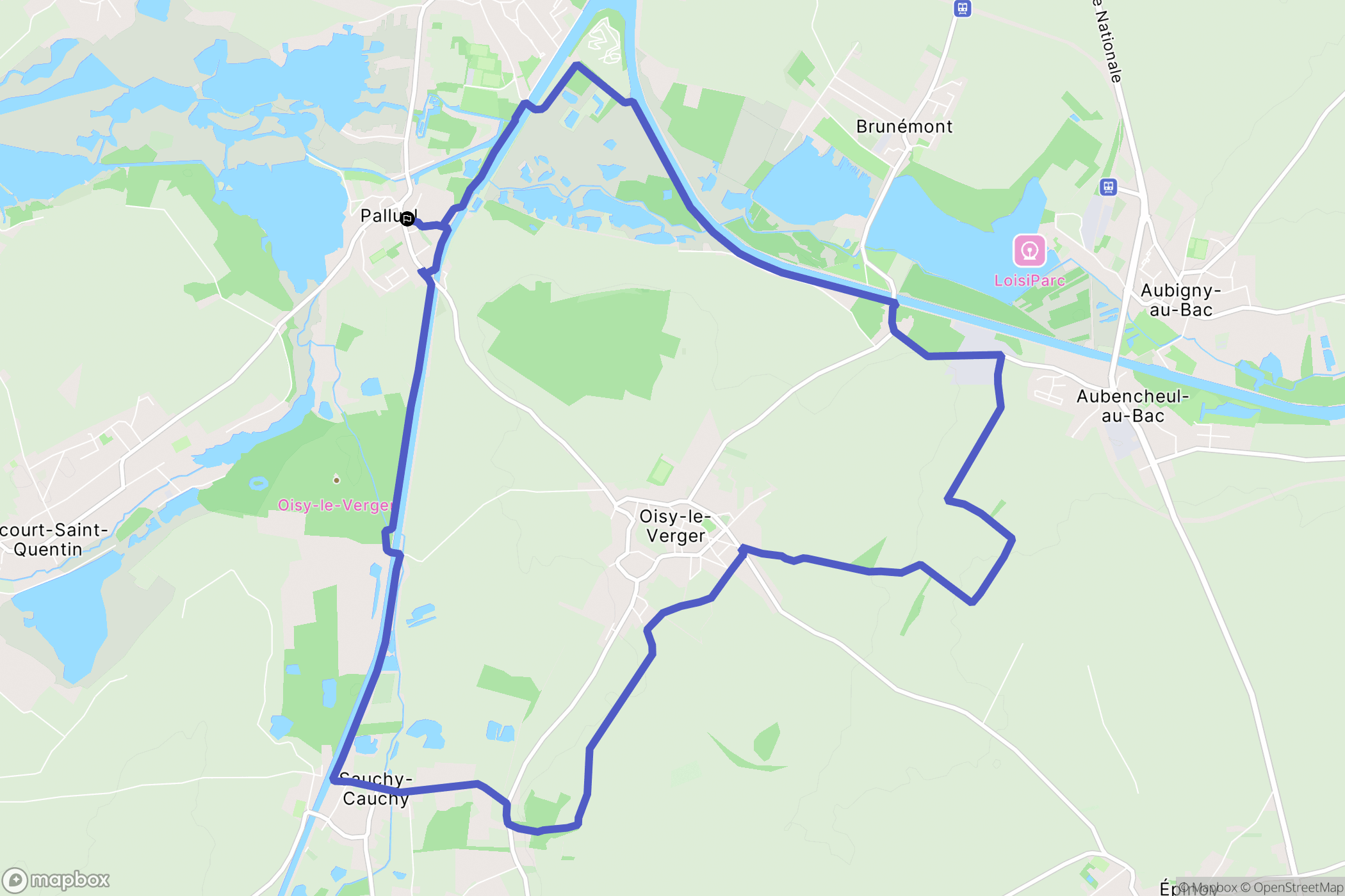 Palluel : carte du parcours de randonnée - France